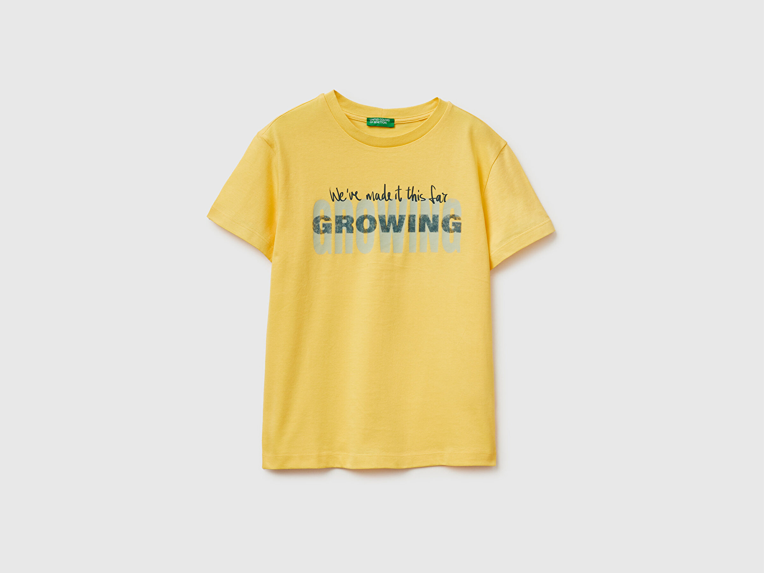 Benetton Erkek Çocuk Sarı Tema Baskılı Rahat Kalıp Bisiklet Yaka T-Shirt