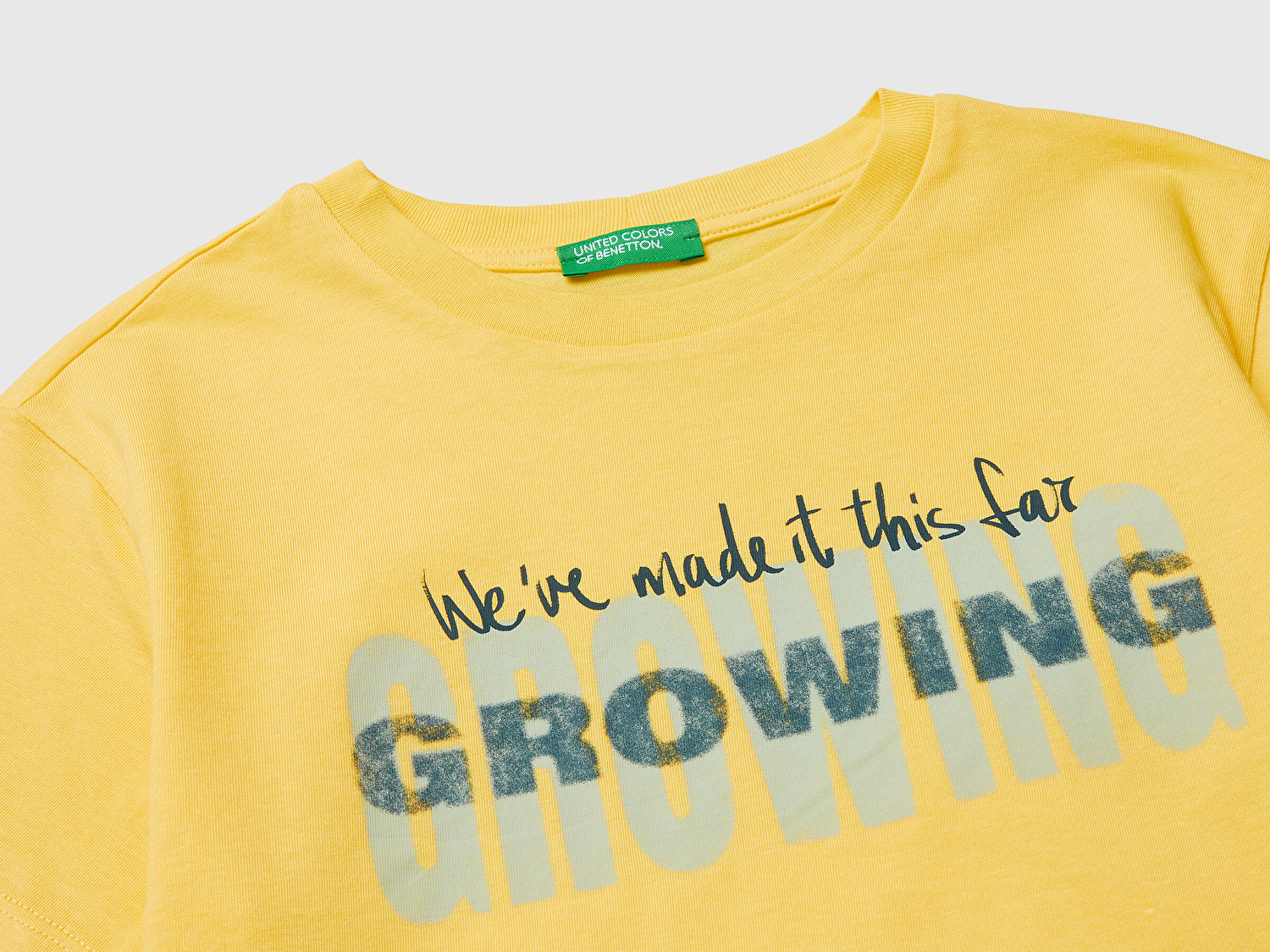 Benetton Erkek Çocuk Sarı Tema Baskılı Rahat Kalıp Bisiklet Yaka T-Shirt