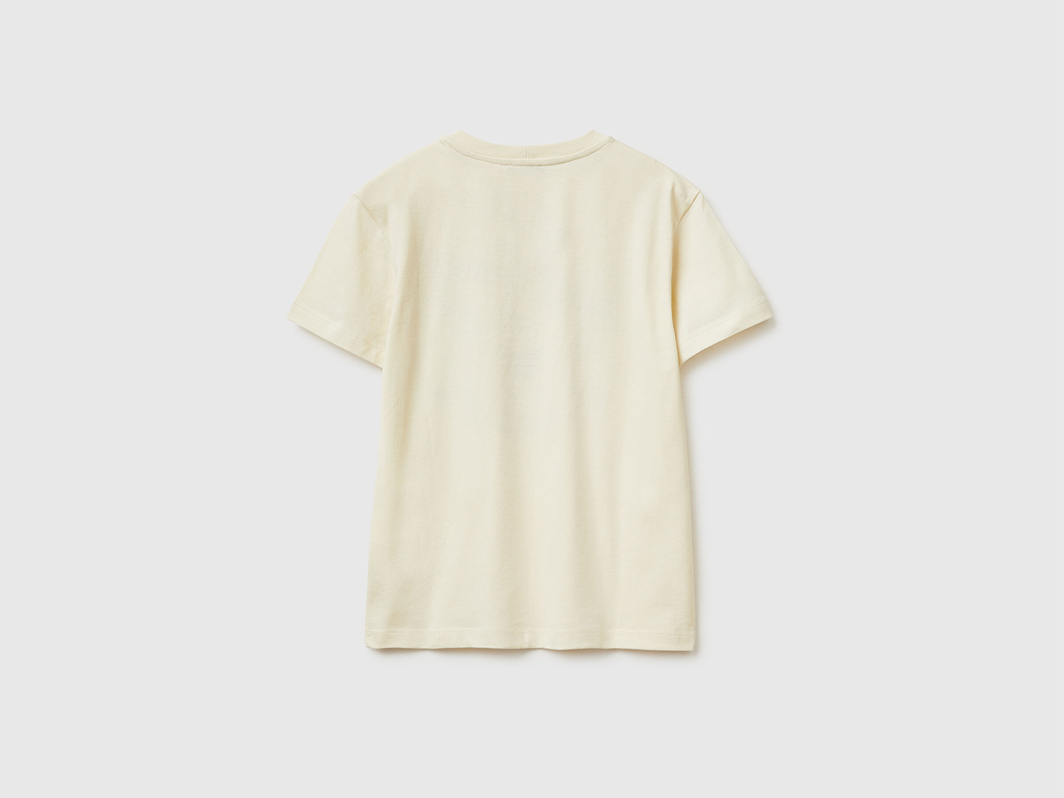 Benetton Erkek Çocuk Krem Tema Baskılı Rahat Kalıp Bisiklet Yaka T-Shirt