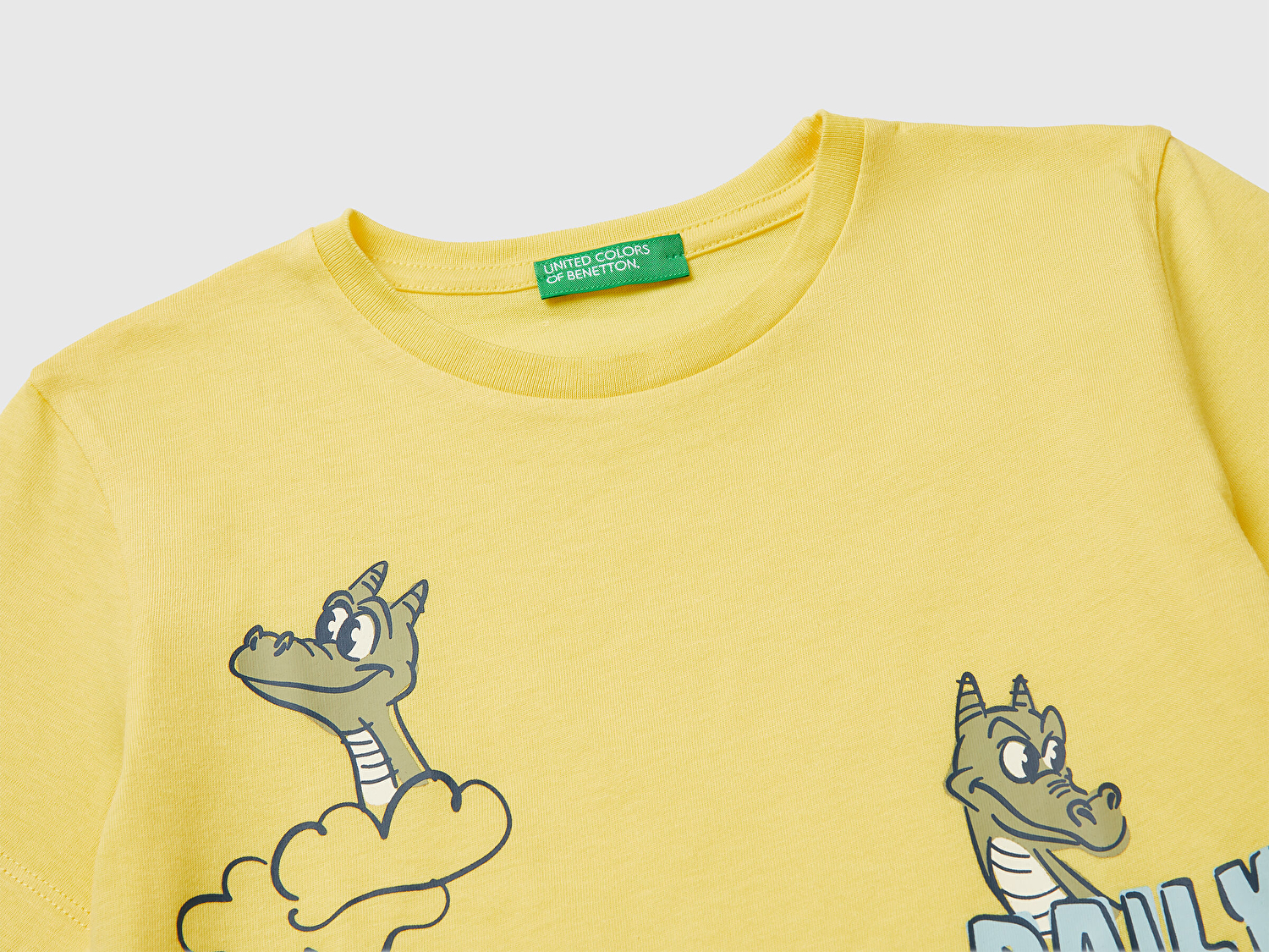 Benetton Erkek Bebek Sarı Çok Renkli Baskılı Bisiklet Yaka T-Shirt