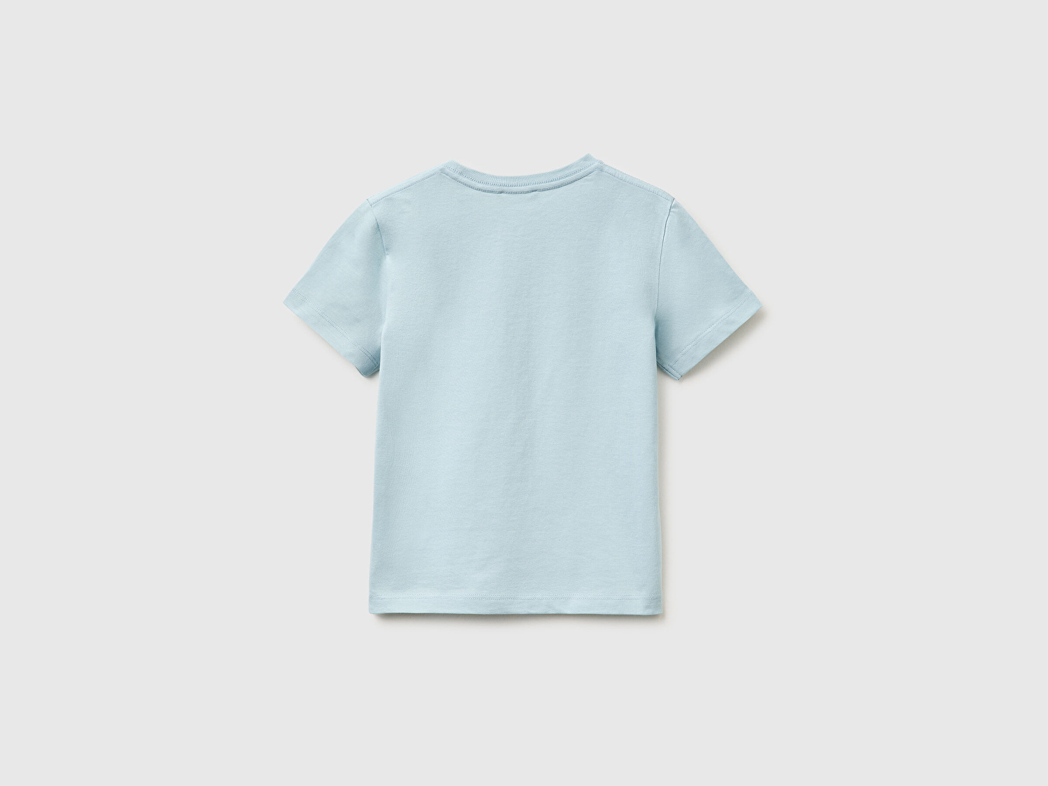 Benetton Erkek Bebek Buz Mavisi Çok Renkli Baskılı Bisiklet Yaka T-Shirt