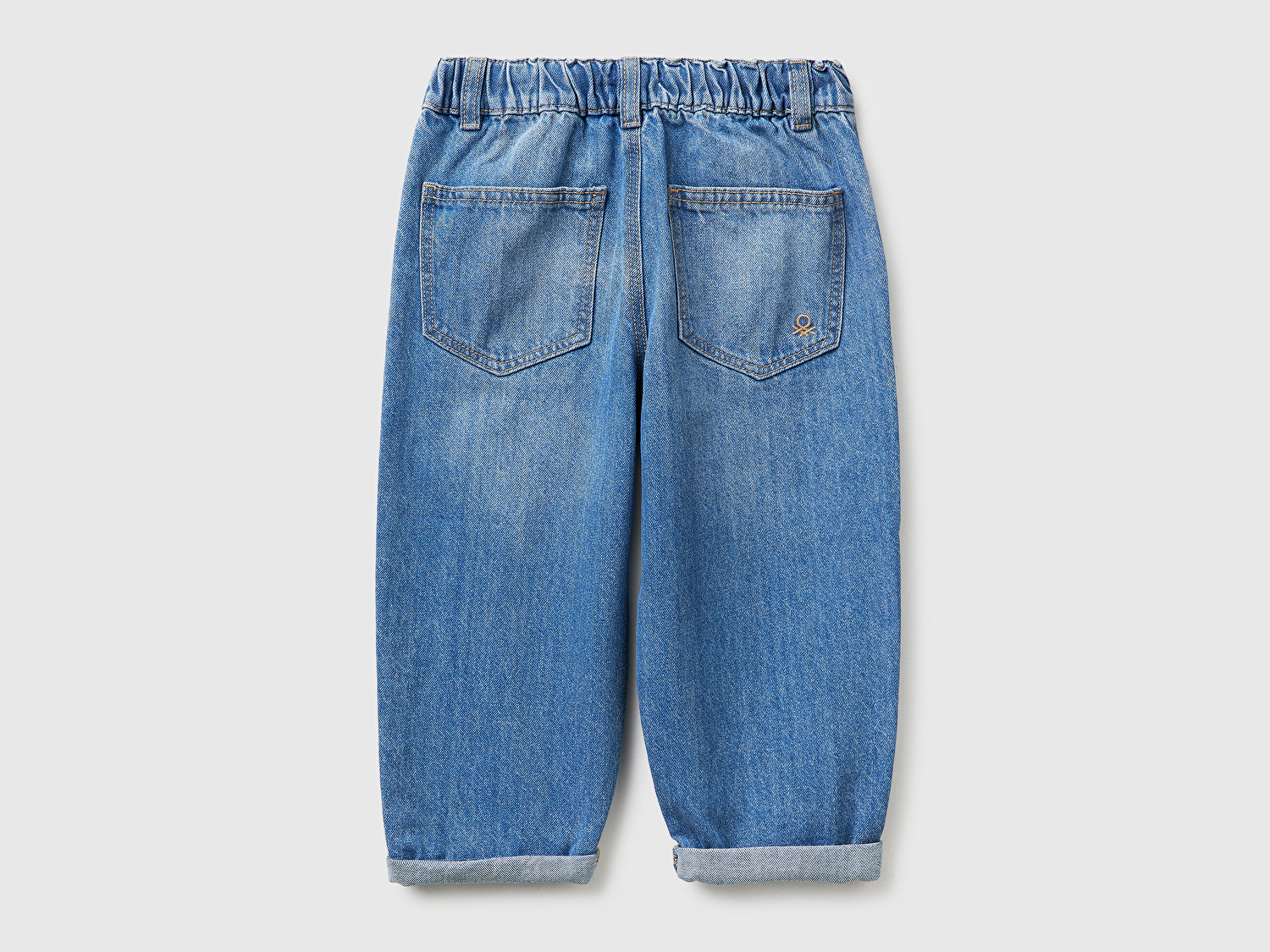 Benetton Erkek Bebek Lacivert Beli Büzgülü İpli Paçası Kıvrık Denim Pantolon