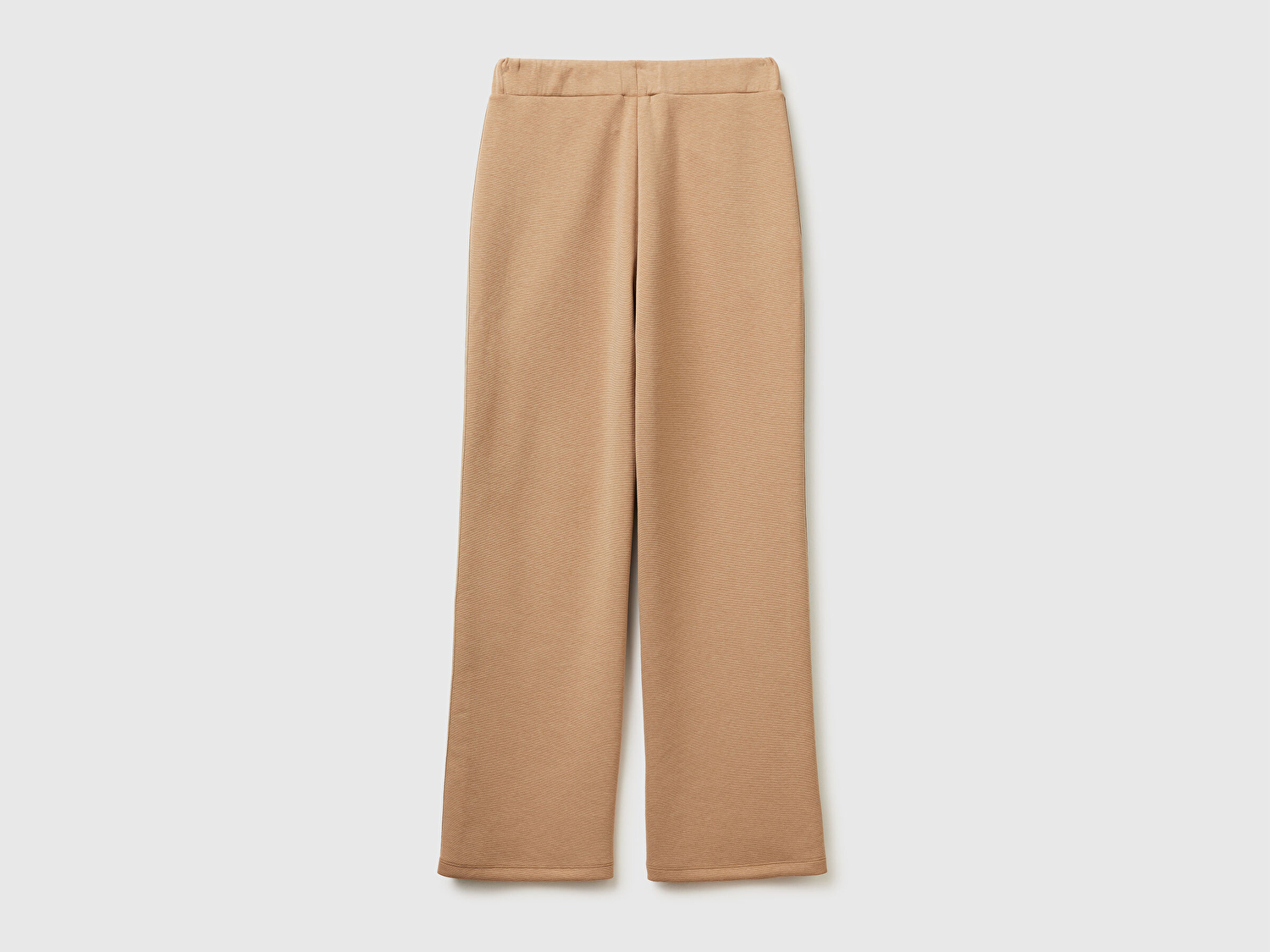 Benetton Kadın Bej Pamuk ve Modal Karışımlı Yanları Şeritli Düz Paça Eşofman Altı