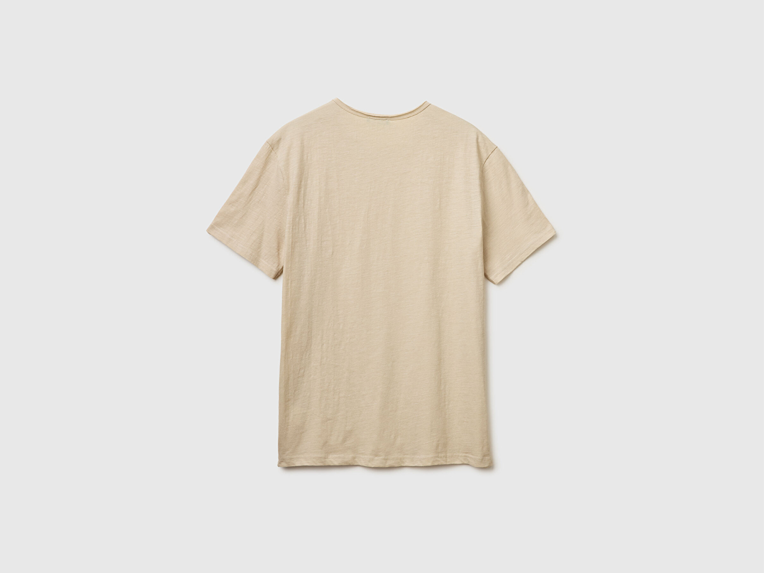 Benetton Erkek Taş  %100 Pamuk Regular Fit Bisiklet Yaka T-Shirt