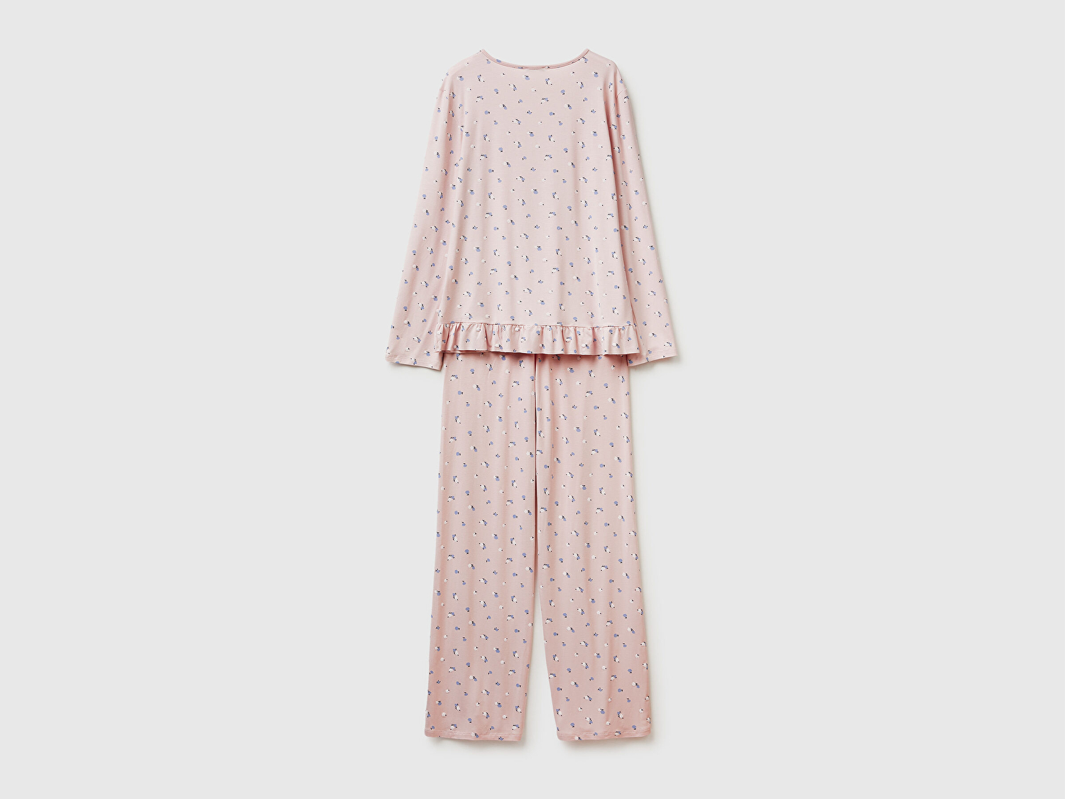 Benetton Kadın Pembe Viskoz Karışımlı Desenli Comfort Fit Pijama Takımı