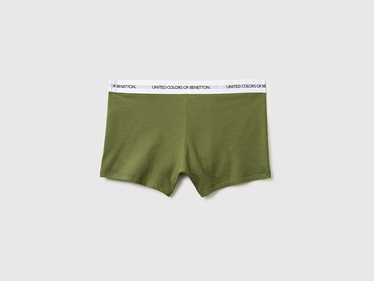 Benetton Erkek Haki Logo Yazı Şeritli Koton Boxer