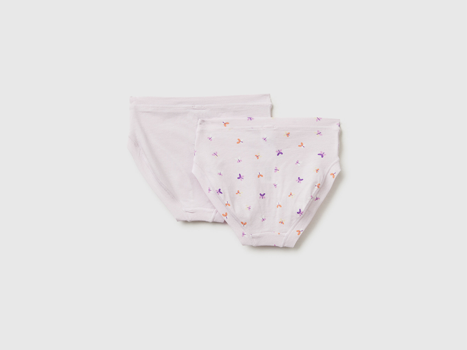 Benetton Kız Çocuk Siyah Mix Desenli ve Düz Renkli 2'li Slip Külot Seti