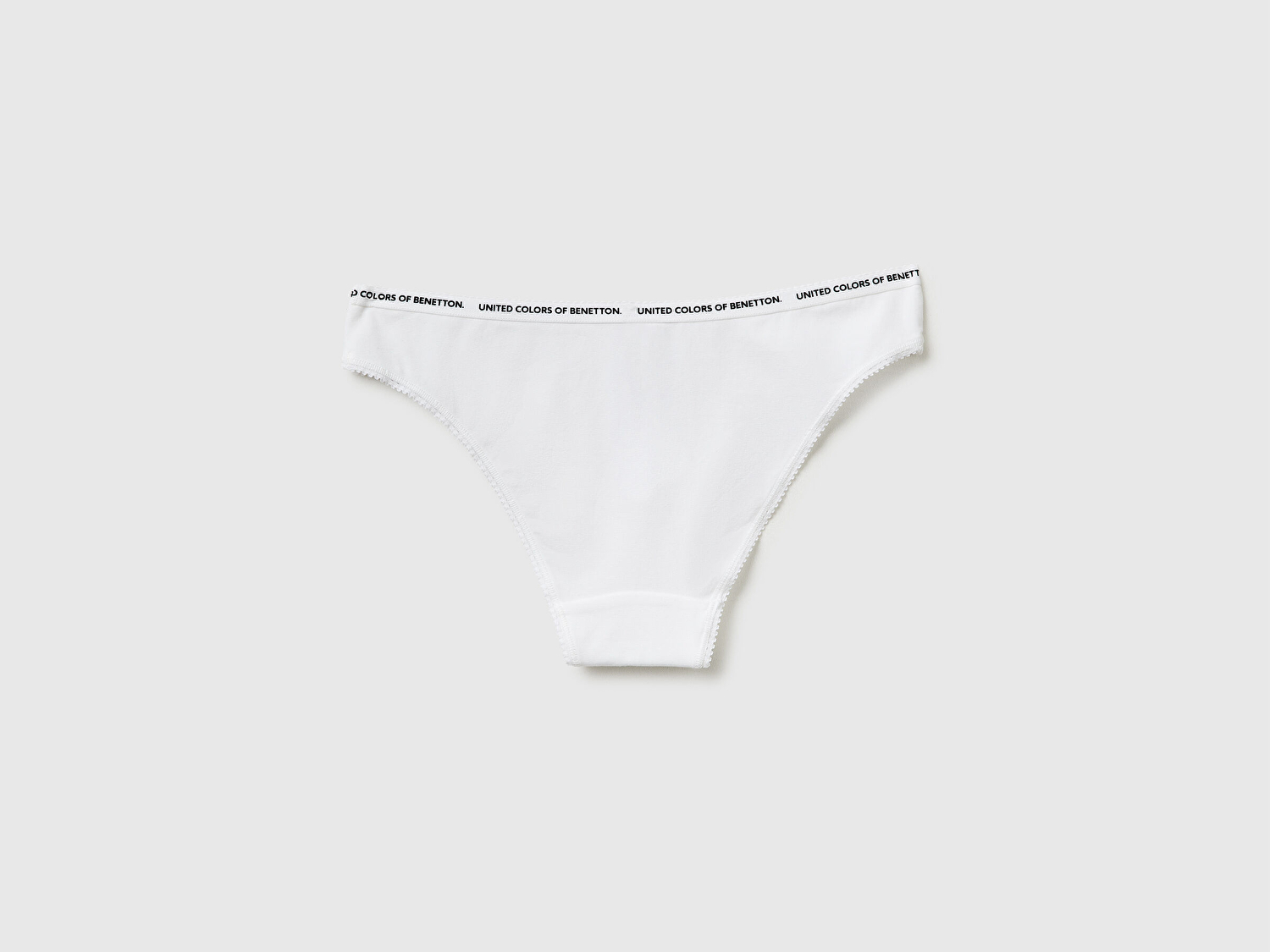 Benetton Kadın Beyaz Pamuk Karışımlı Bel Bandı Logolu Slip Külot
