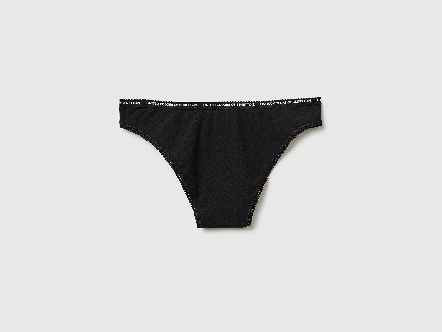Benetton Kadın Siyah Pamuk Karışımlı Bel Bandı Logolu Slip Külot