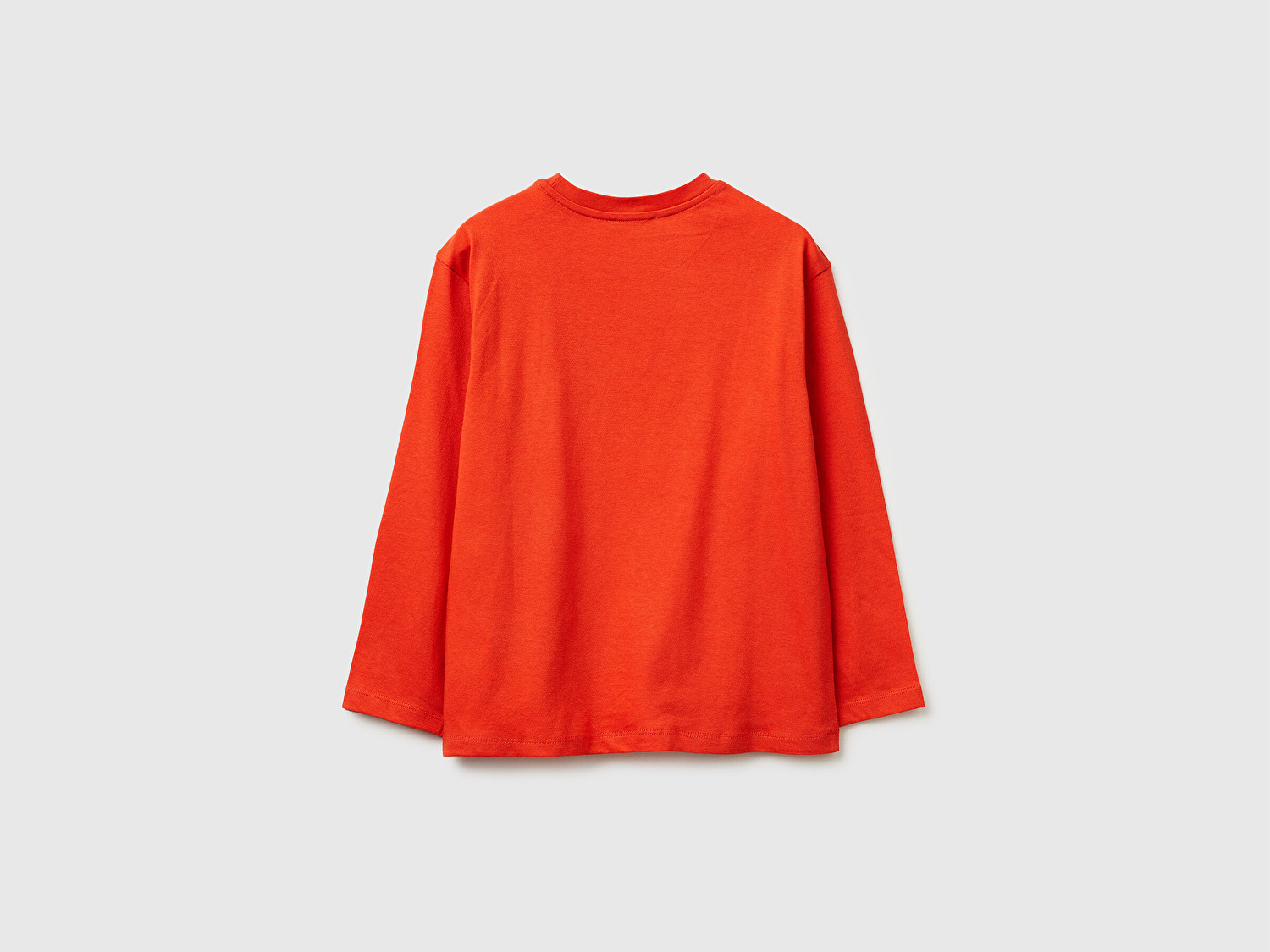 Benetton Erkek Çocuk Kırmızı Önü Logo Baskılı Bisiklet Yaka Uzun Kollu T-Shirt
