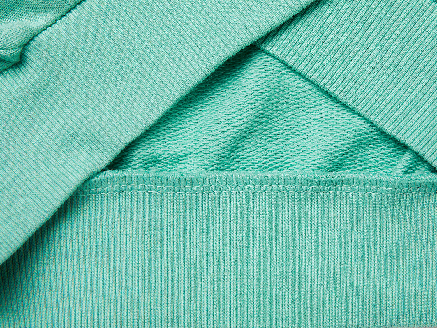 Benetton Kız Çocuk Mint Simli Grafik Baskılı Yuvarlak Yaka Ribanalı Sweatshirt