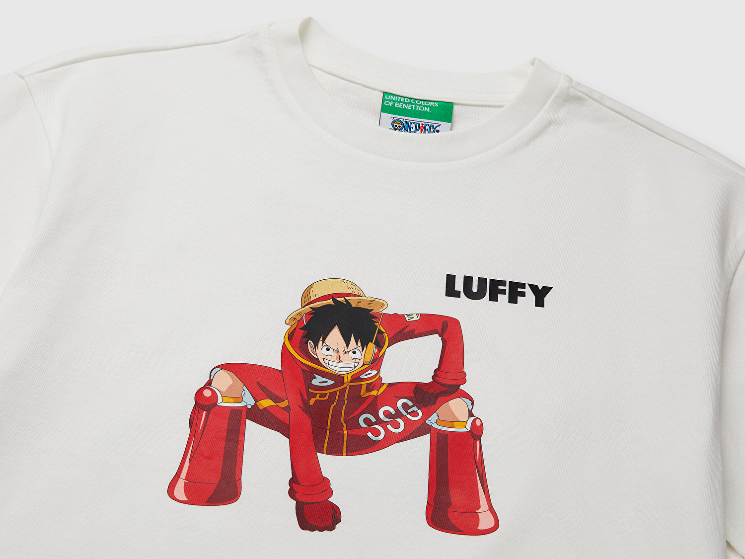 Benetton Erkek Çocuk Ekru Önü ve Arkası One Piece Baskılı Bisiklet Yaka T-Shirt