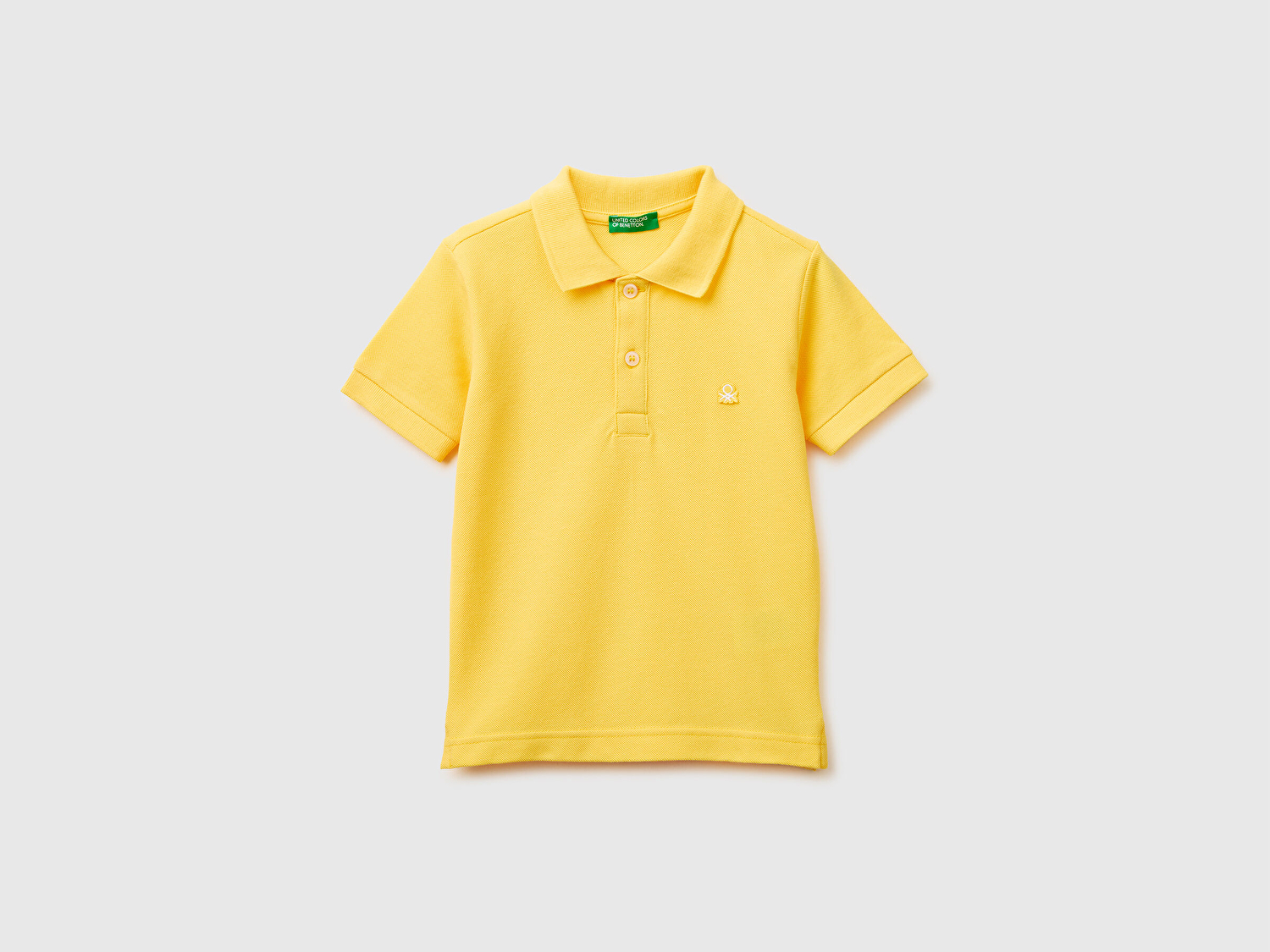 Benetton Erkek Bebek Sarı Logolu Pike Polo T-Shirt