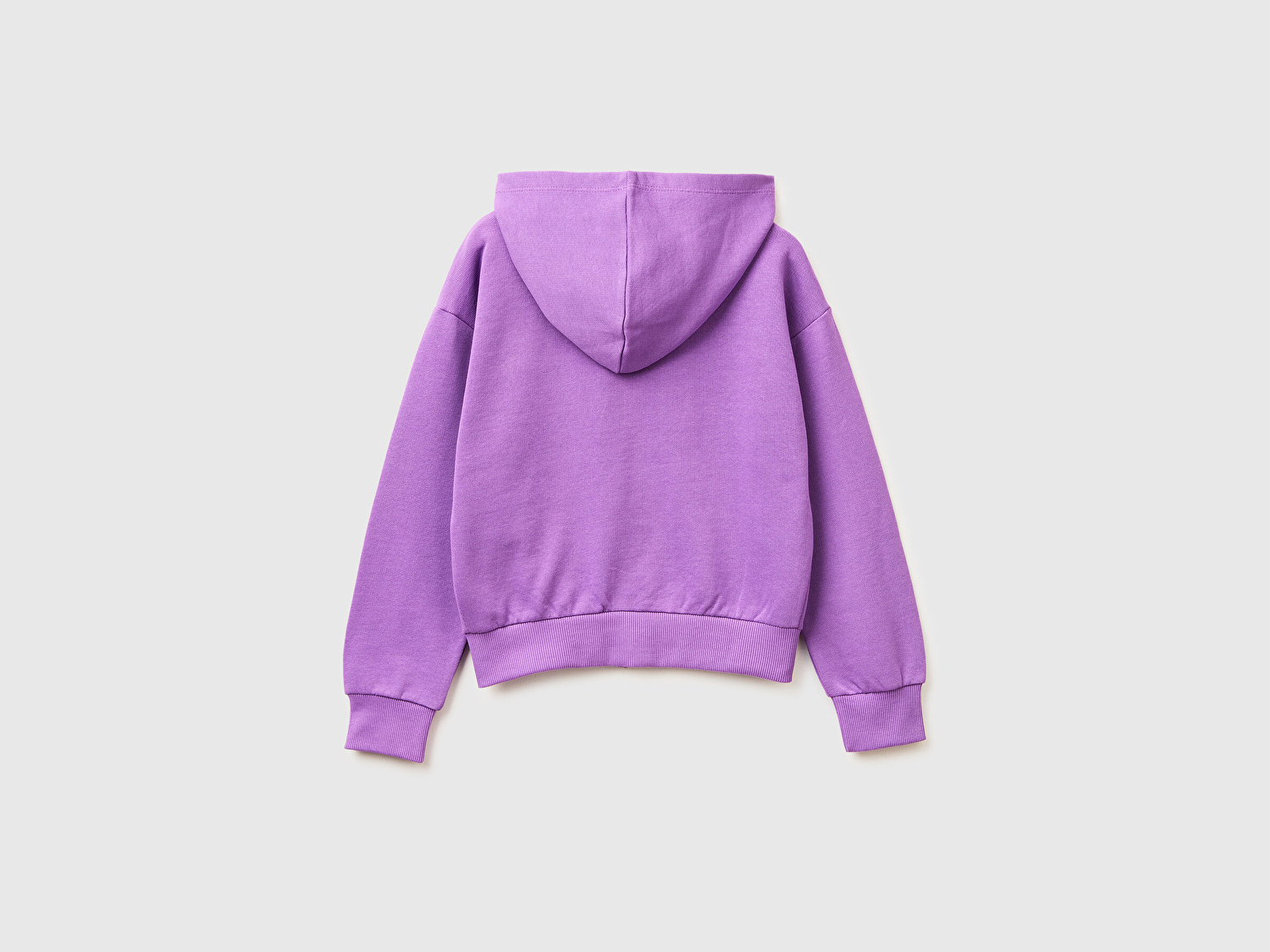 Benetton Kız Çocuk Mor Simli Logolu Fermuarlı Cepli Kapüşonlu Yüksek Yaka Sweatshirt
