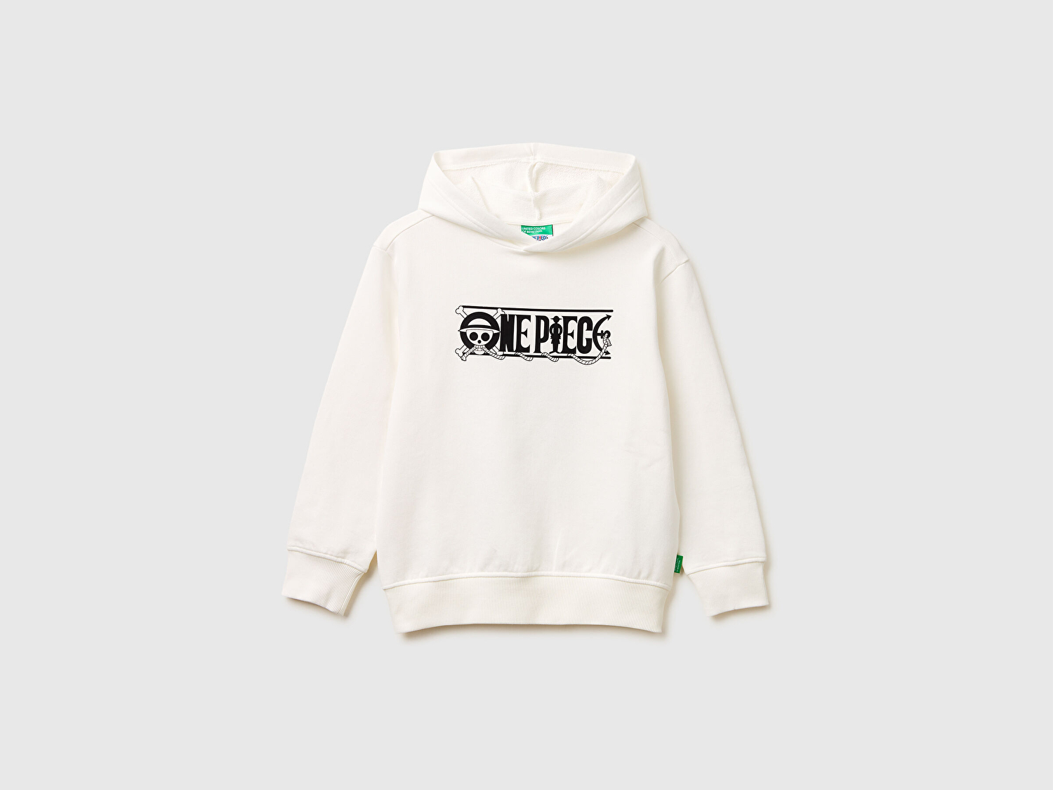 Benetton Erkek Çocuk Beyaz Önü ve Arkası One Piece Baskılı Kapüşonlu Sweatshirt
