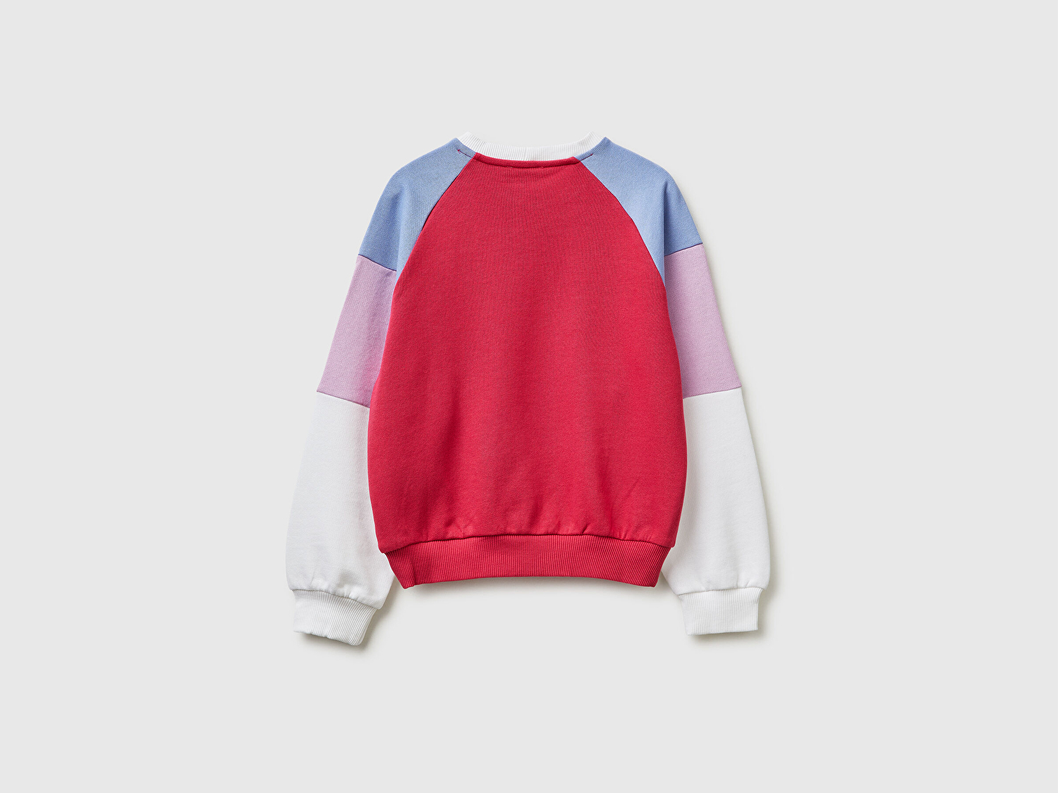 Benetton Kız Çocuk Renkli Renkli Baskılı Kontrast Detaylı Logolu Bisiklet Yaka Sweatshirt
