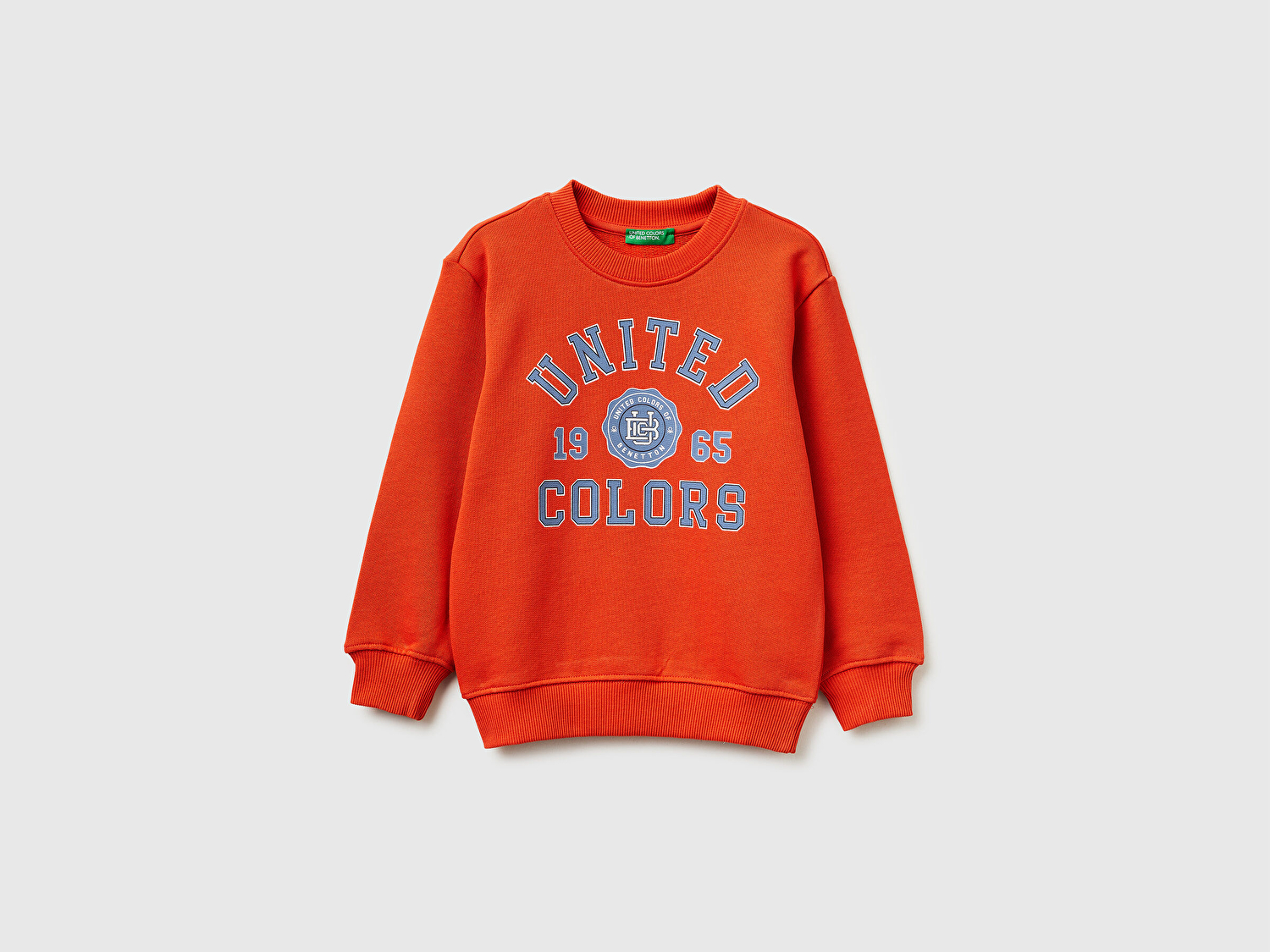 Benetton Erkek Bebek Kırmızı Önü Logo Baskılı Yuvarlak Yaka Sweatshirt