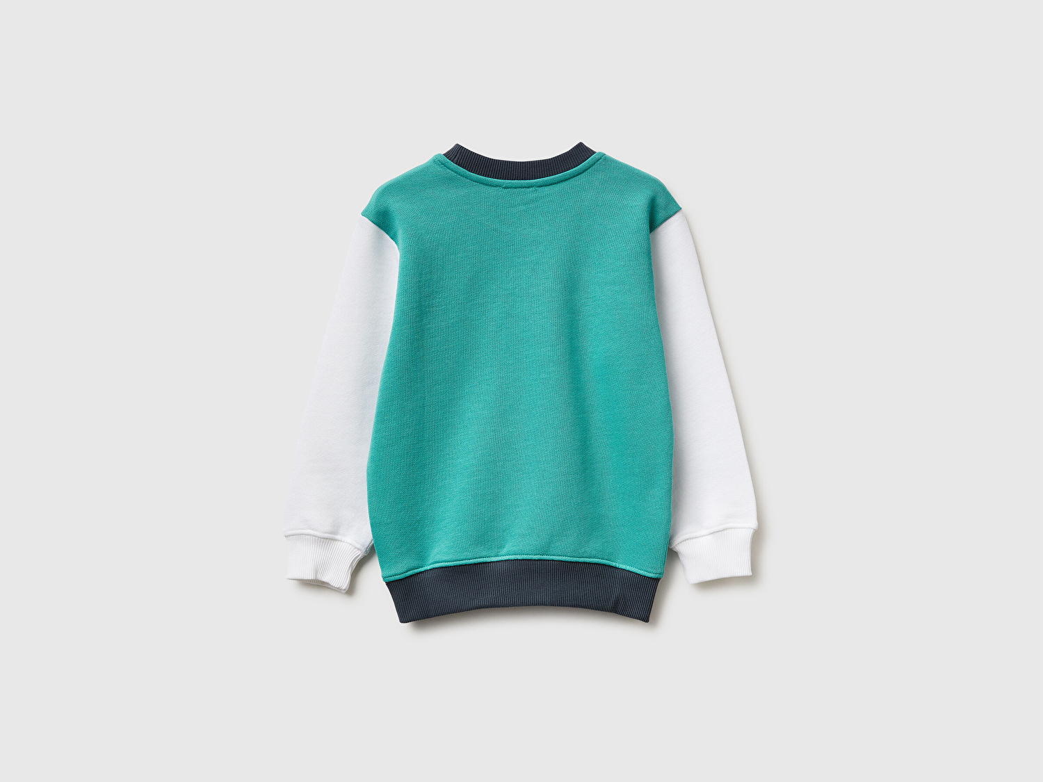 Benetton Erkek Bebek Turkuaz Mix Önü Logo Baskılı Yuvarlak Yaka Sweatshirt