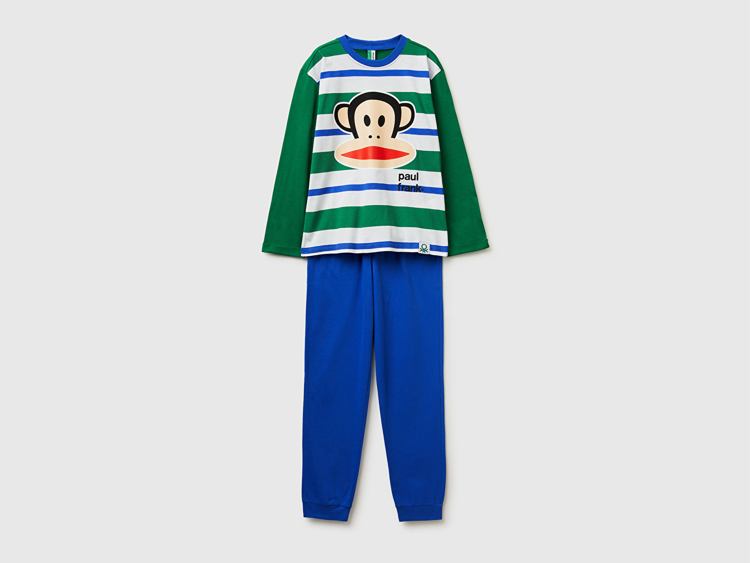 Benetton Erkek Çocuk Turuncu Desenli Paul Frank Baskılı Kontrast Renkli Uzun Kollu Pijama Takımı