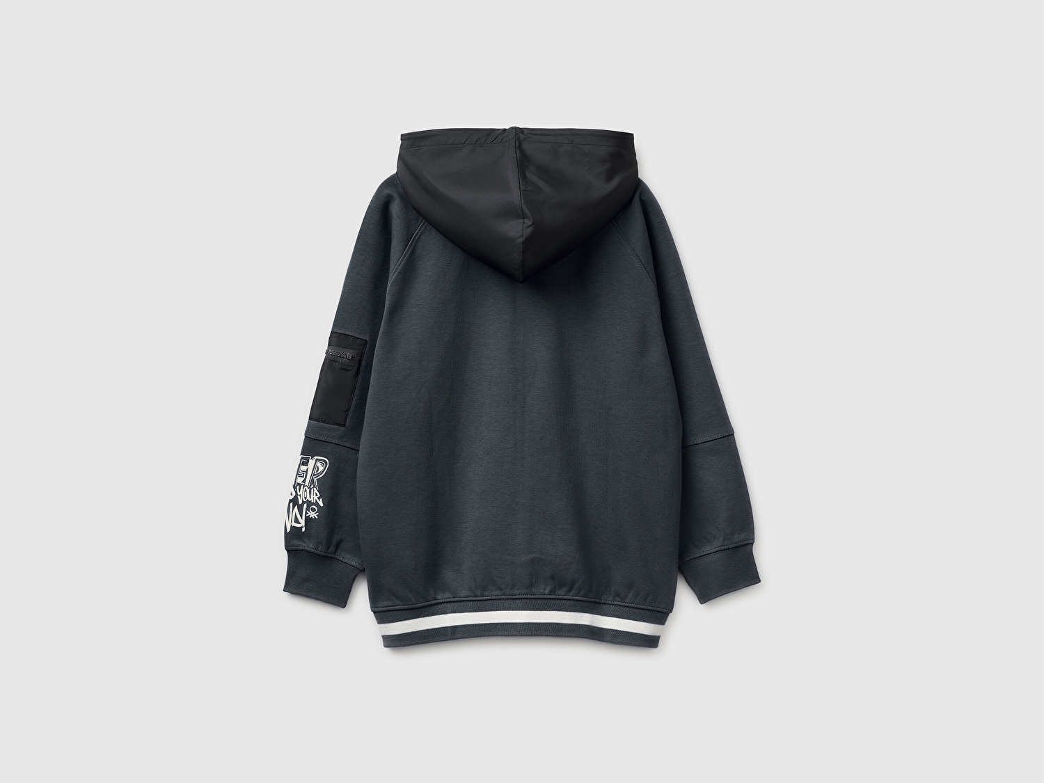 Benetton Erkek Çocuk Antrasit Cep Detaylı Fermuarlı Kapüşonlu Sweatshirt