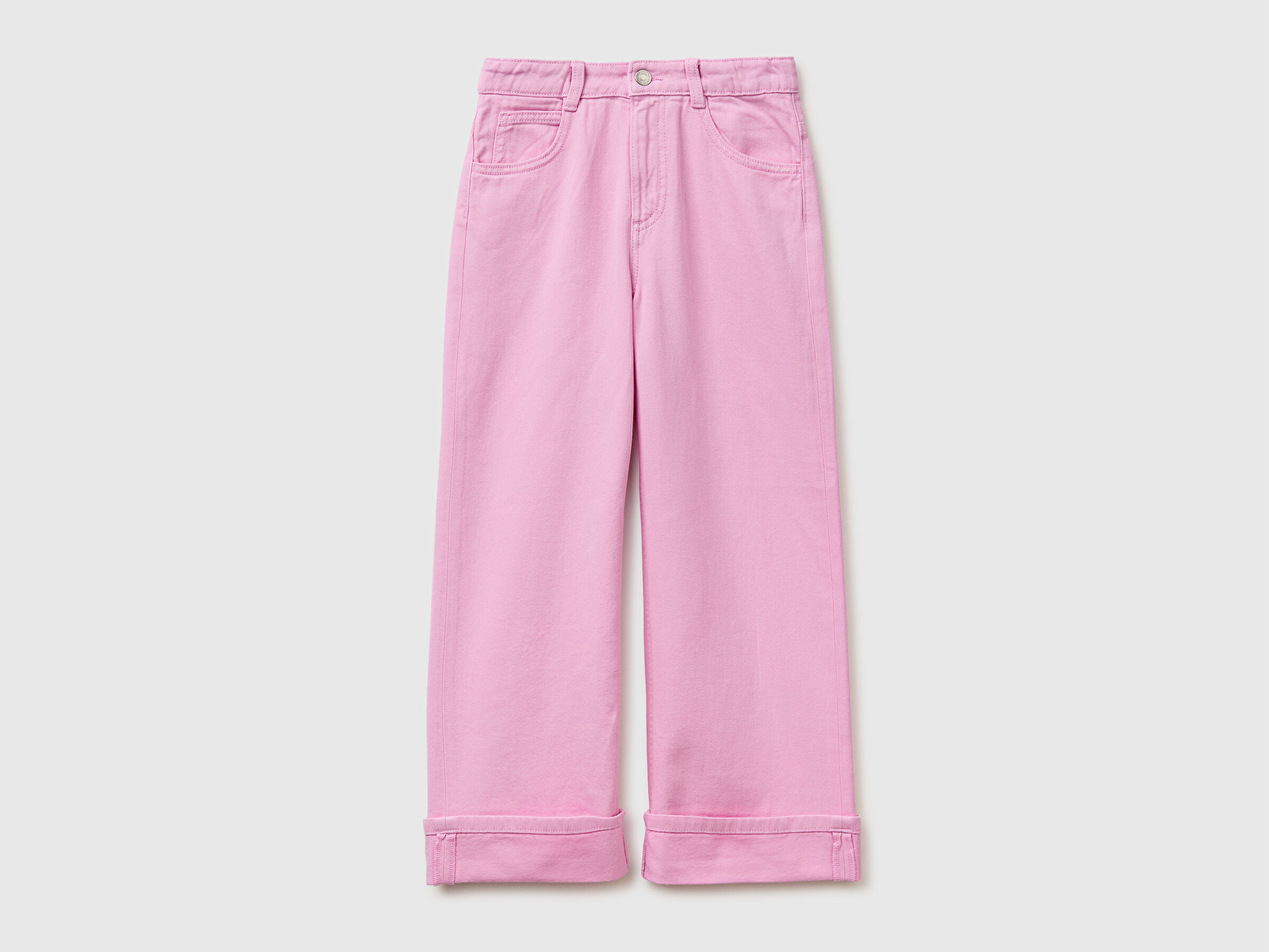 Benetton Kız Çocuk Lila Arkası Logo İşlemeli Boyalı Paçası Kıvrık Pantolon
