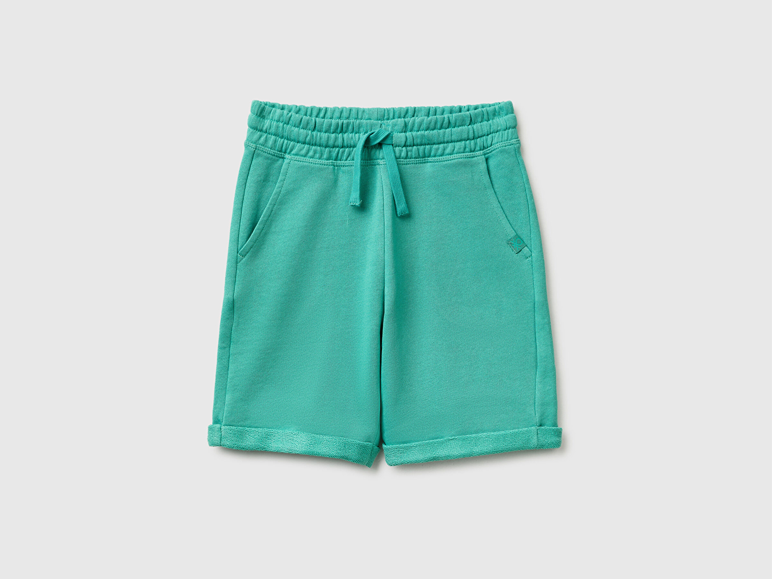 Benetton Erkek Çocuk Mavi-yeşil Logolu Sweat Şort