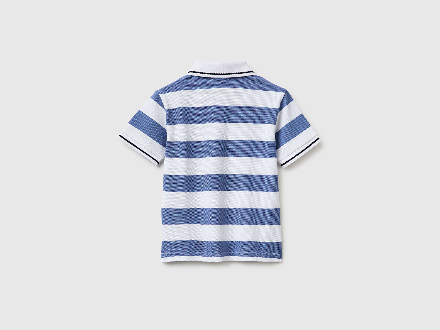 Benetton Erkek Bebek Açık Mavi Mix Çizgili Logo Nakışlı Polo Yaka Küçük Çocuk T-Shirt
