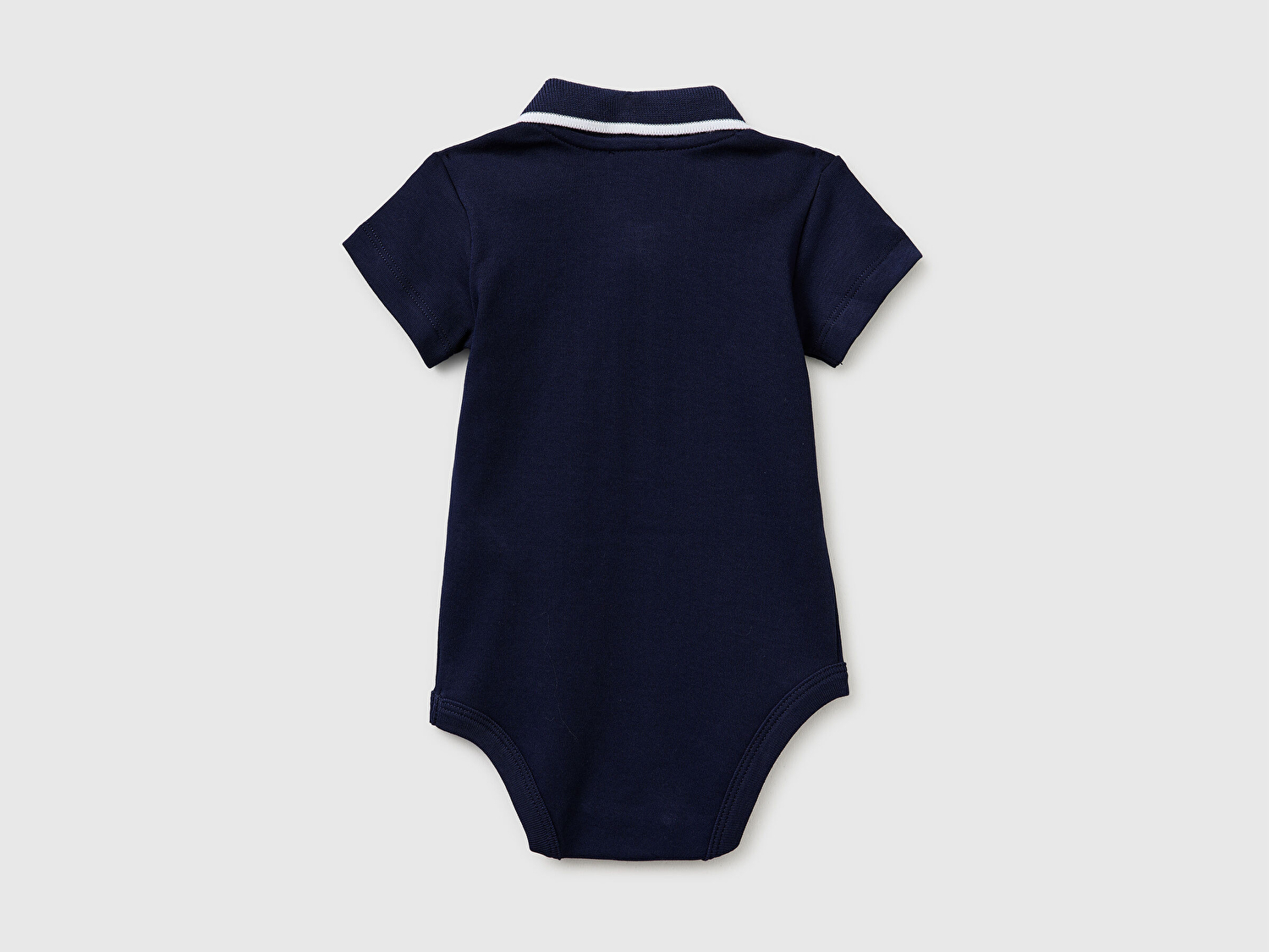 Benetton Bebek Lacivert Göğsü Logolu Polo Yaka Çıtçıtlı Kısa Kollu Body