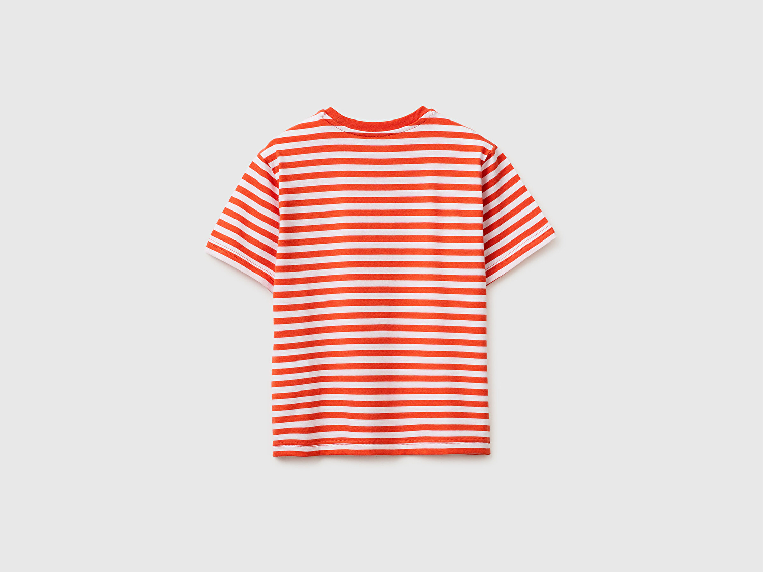 Benetton Erkek Çocuk Kırmızı Mix Çok Renkli Logo İşlemeli Çizgili T-Shirt