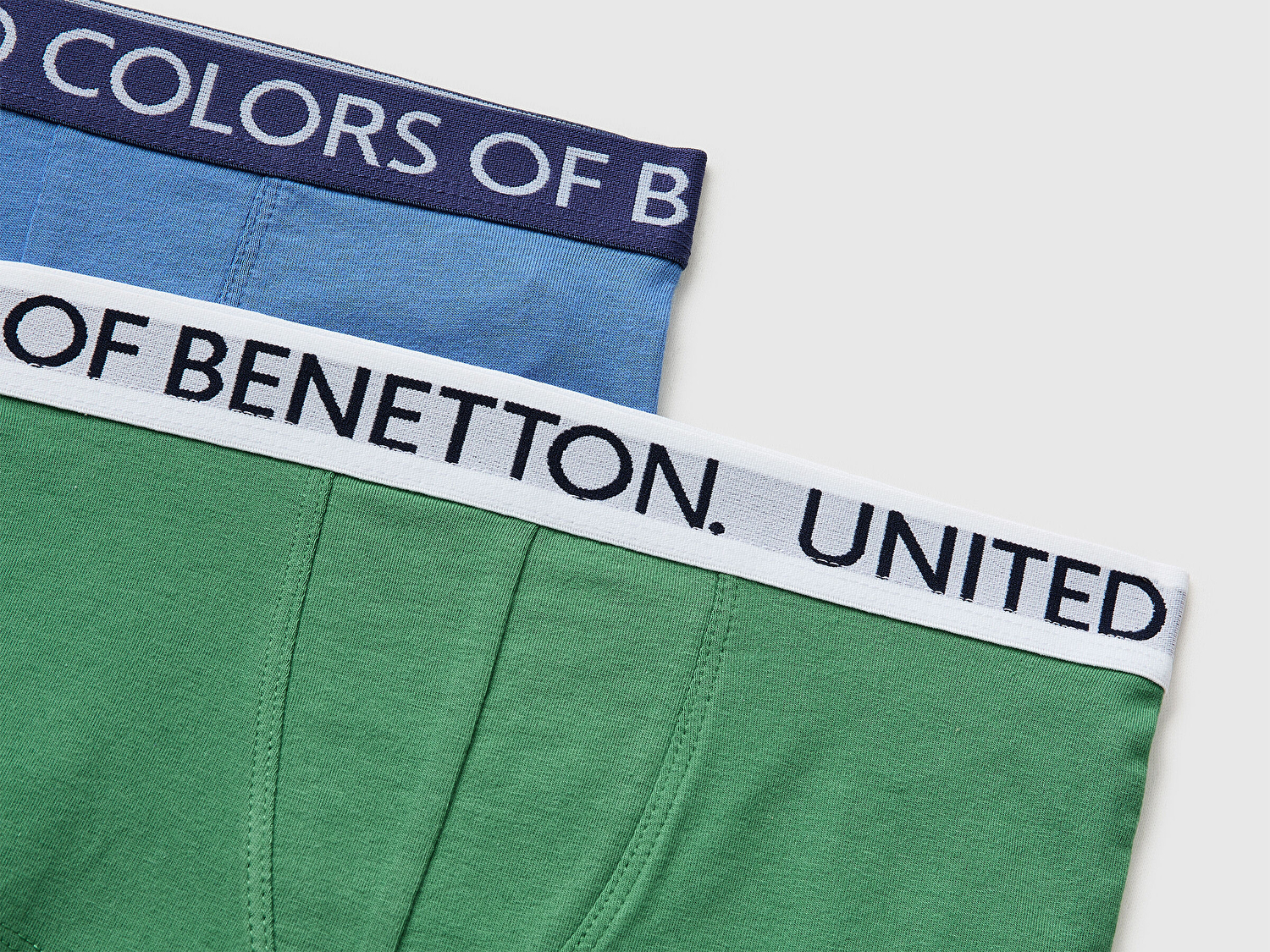 Benetton Erkek Çocuk Mavi-Yeşil Beli Logo Baskılı 2'li Boxer Seti