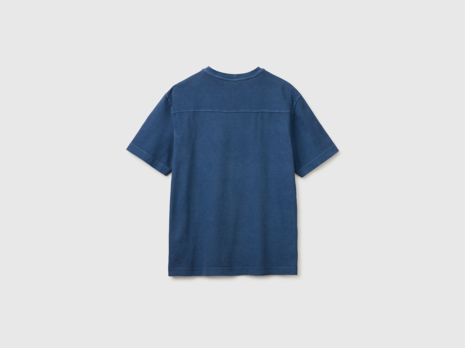 Benetton Erkek Mavi %100 Pamuk Logo Baskılı Relax Fit T-Shirt