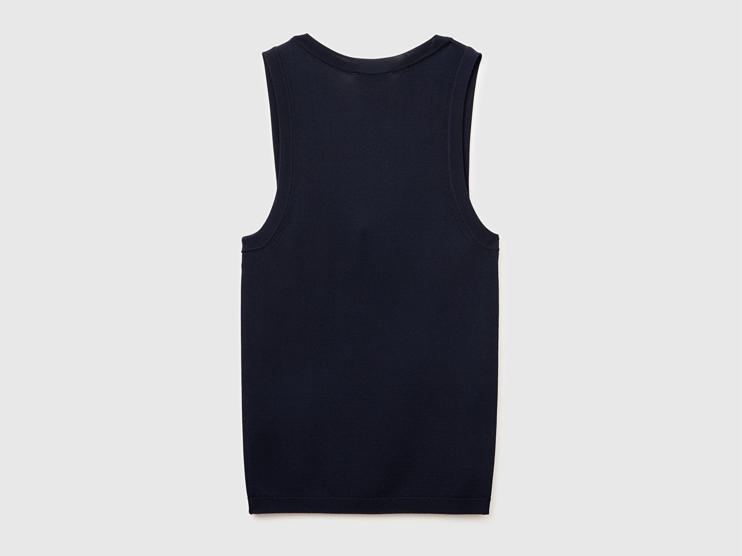 Benetton Kadın Lacivert Viskoz Karışımlı Slim Fit Geniş Yuvarlak Yaka Atlet