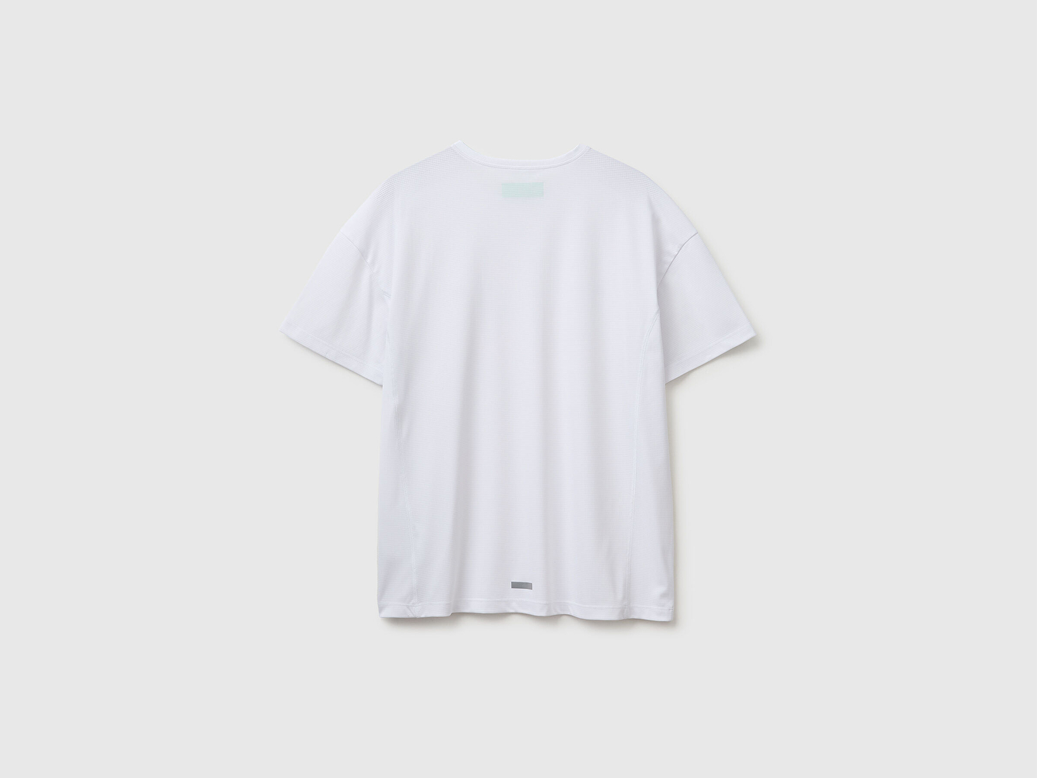 Benetton Erkek Beyaz  Reflektif Baskılı Logolu Bisiklet Yaka T-Shirt