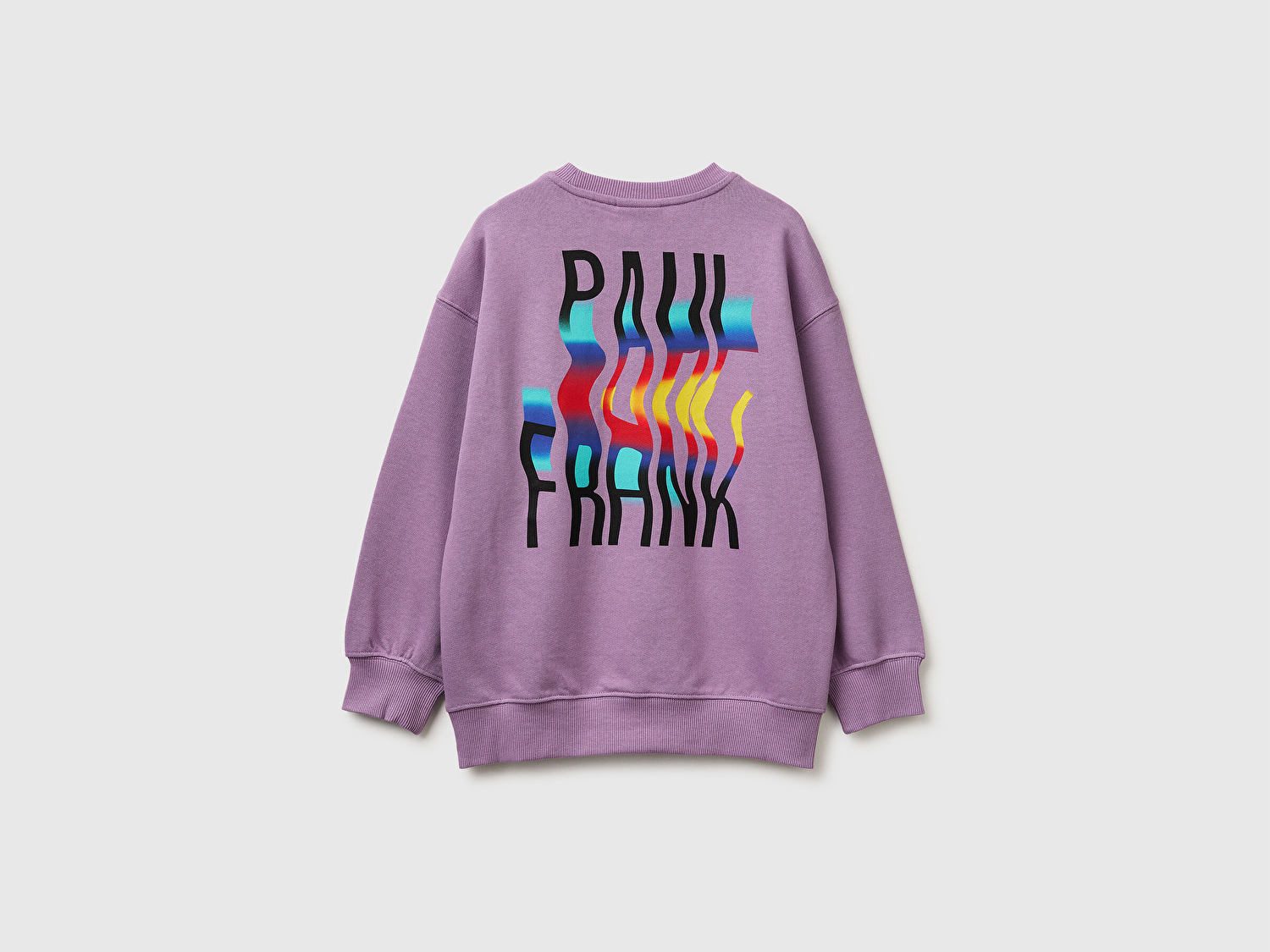 Benetton Erkek Çocuk Lavanta Önü ve Arkası Baskılı Etek Ucu Logolu Bisiklet Yaka Sweatshirt