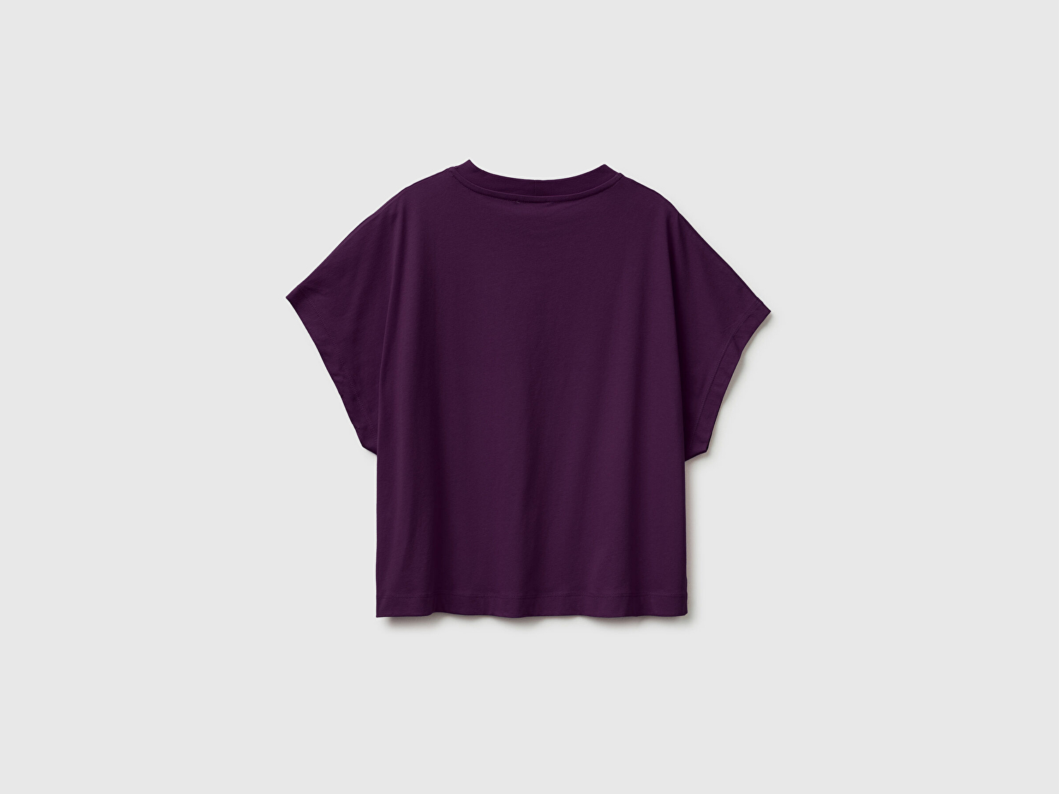 Benetton Kadın Mor %100 Pamuk Kimono Kol Detaylı Bisiklet Yaka T-Shirt
