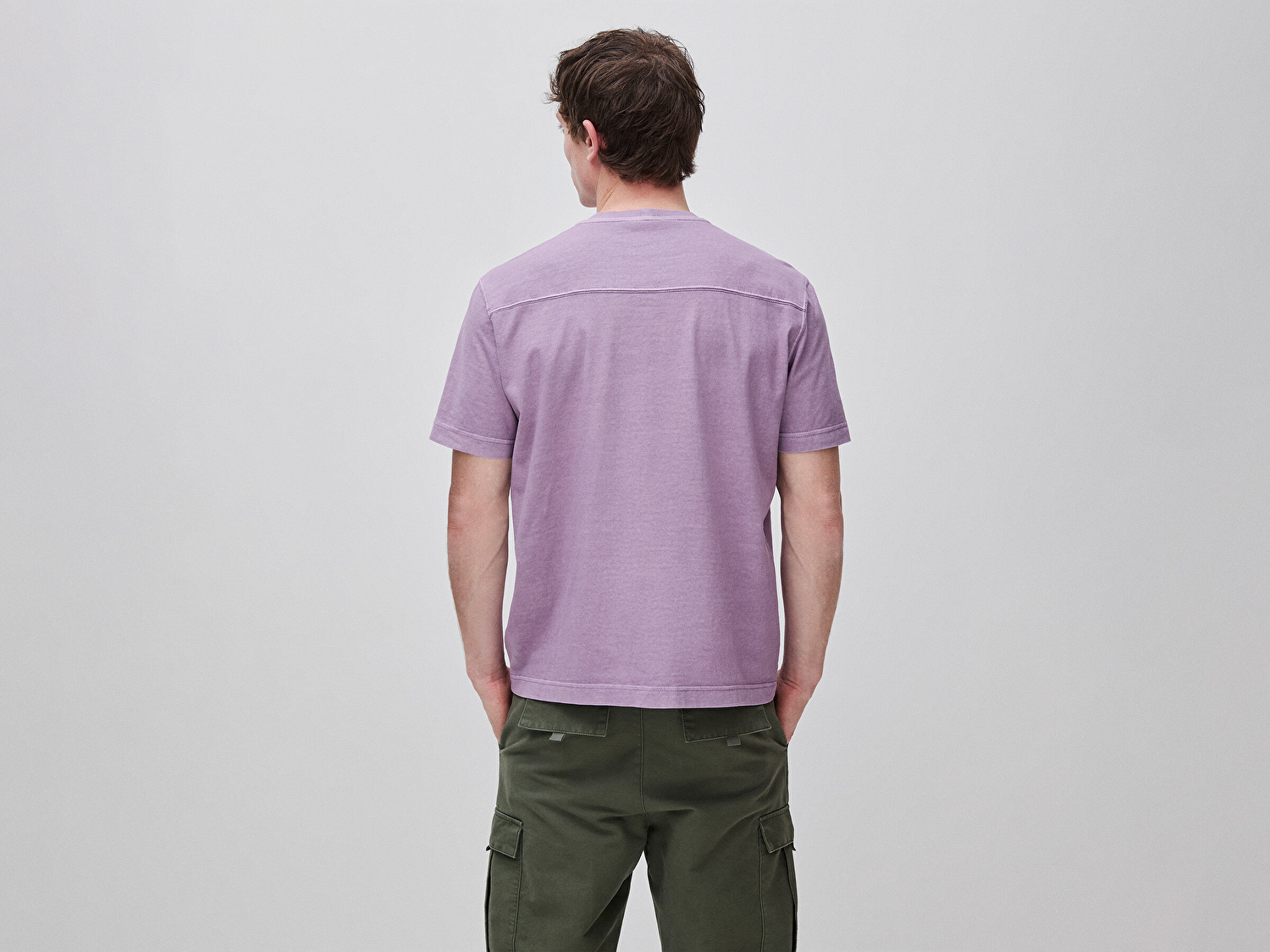 Benetton Erkek Mor %100 Pamuk Logo Baskılı Relax Fit T-Shirt