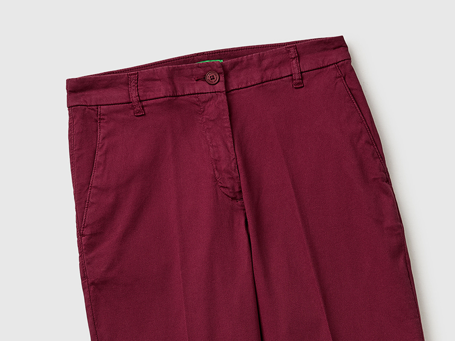 Benetton Kadın Bordo Pamuk Karışımlı Slim Fit Chino Kumaş Pantolon
