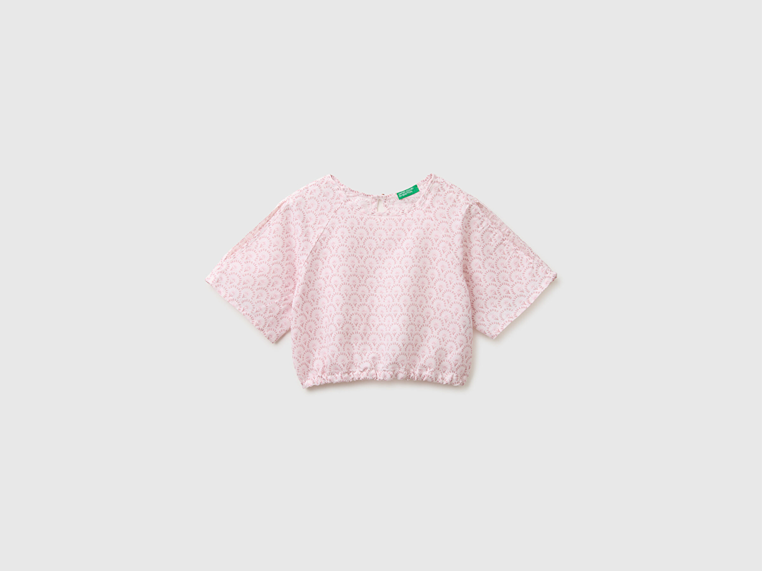 Benetton Kız Çocuk Toz Pembe Tamamı Baskılı Omuz Dekolteli Baskılı Bluz