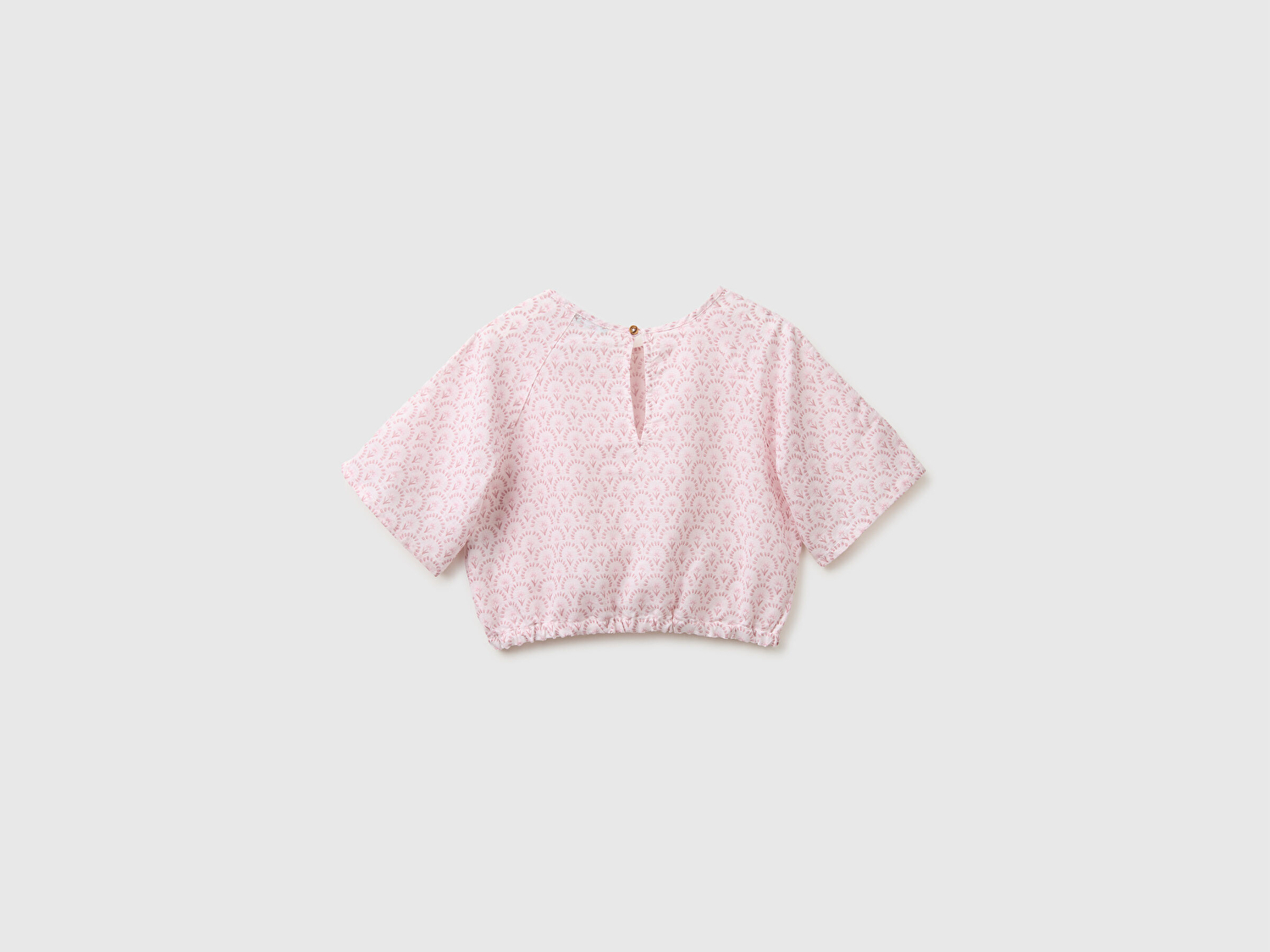 Benetton Kız Çocuk Toz Pembe Tamamı Baskılı Omuz Dekolteli Baskılı Bluz