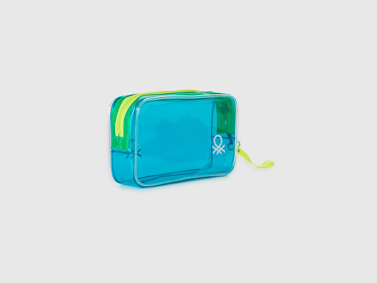 Benetton Unisex Turkuaz Şeffaf Mini Makyaj Çantası