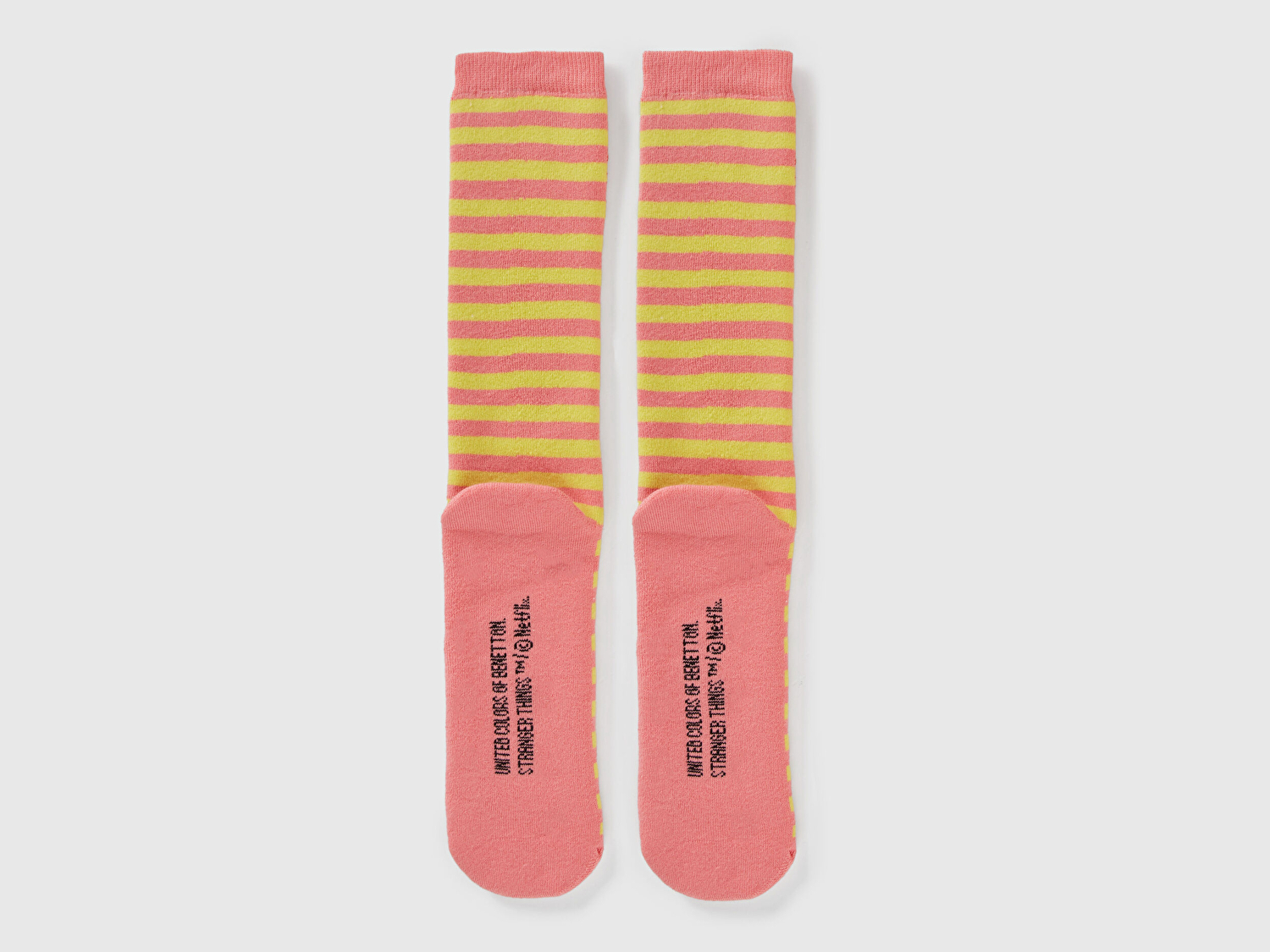 Benetton Unisex Pembe Mix Çizgili Stranger Things  Uzun Çorap