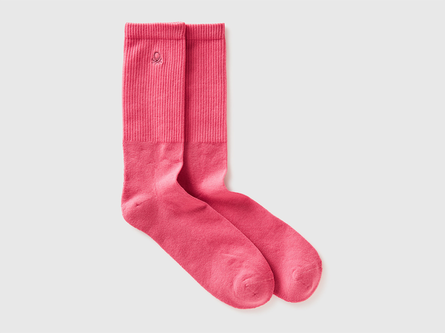 Benetton Unisex Pembe Pamuk Karışımlı Düz Renkli Logolu Havlu Çorap