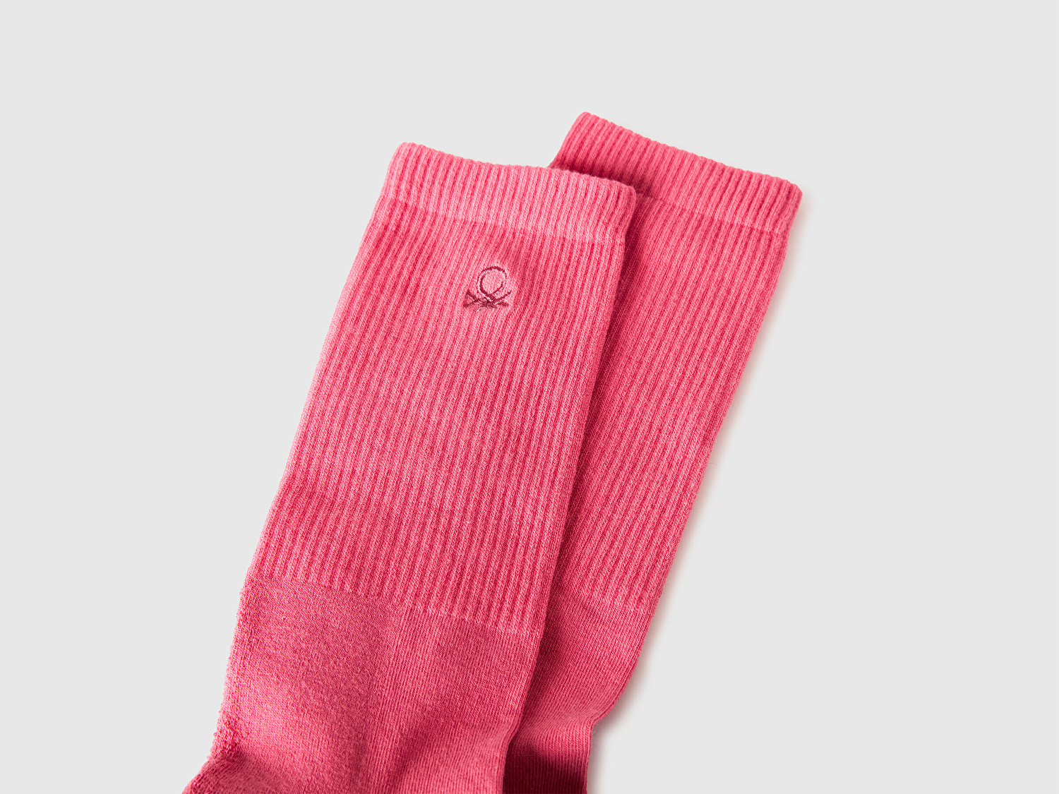 Benetton Unisex Pembe Pamuk Karışımlı Düz Renkli Logolu Havlu Çorap