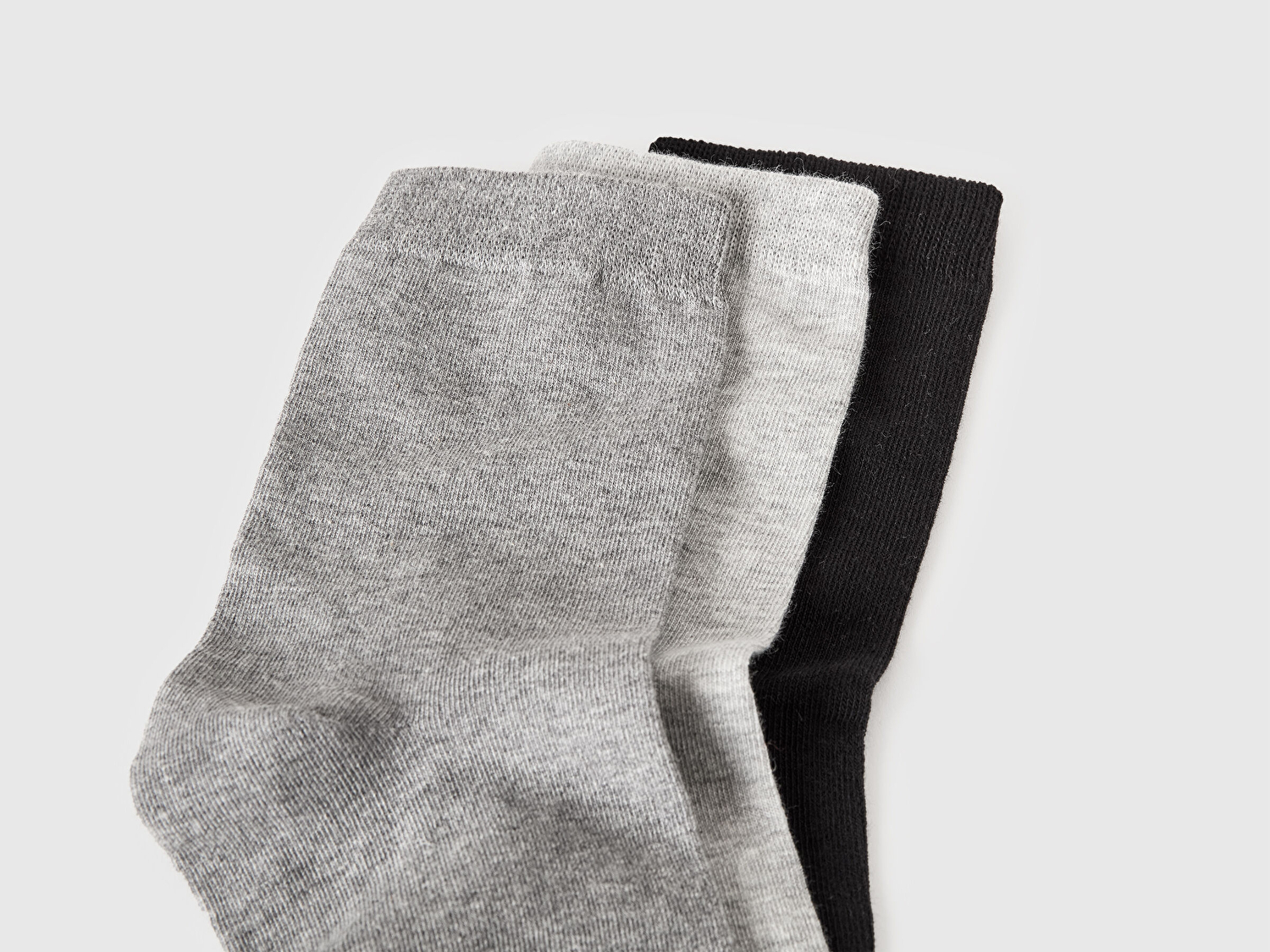 Benetton Unisex Gri Mix Pamuk Karışımlı Üçlü Çorap Seti