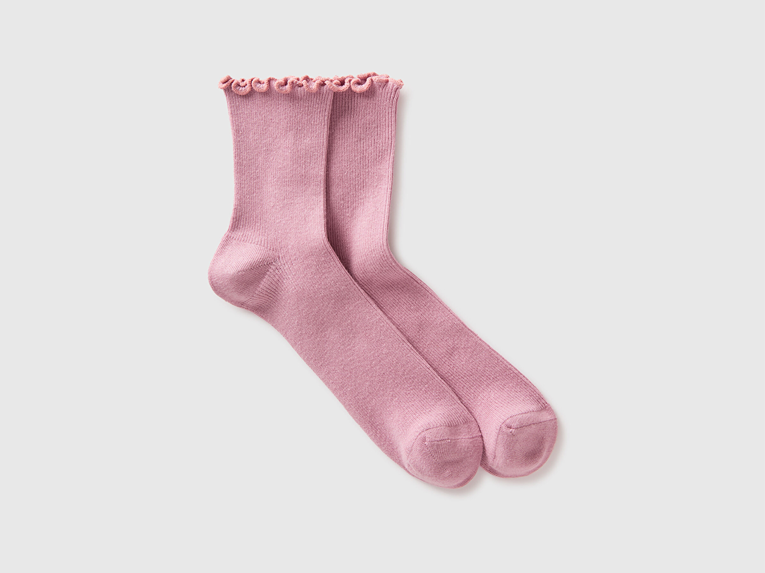 Benetton Kadın Pembe Pamuk Karışımlı Fitilli Örgülü Yumuşak Çorap