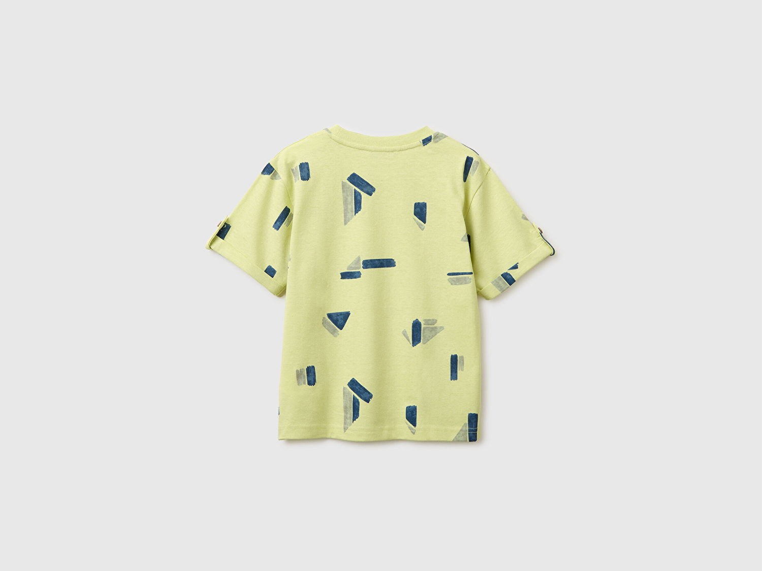 Benetton Erkek Bebek Sarı Logo İşlemeli Düğmeli Cep Detaylı Tamamı Desenli T-Shirt