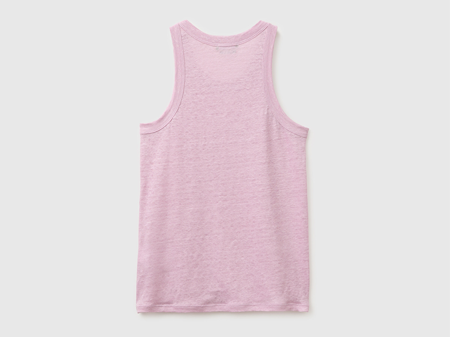 Benetton Kadın Açık Pembe %100 Keten Dikişsiz Regular Fit Bisiklet Yaka Kolsuz Atlet