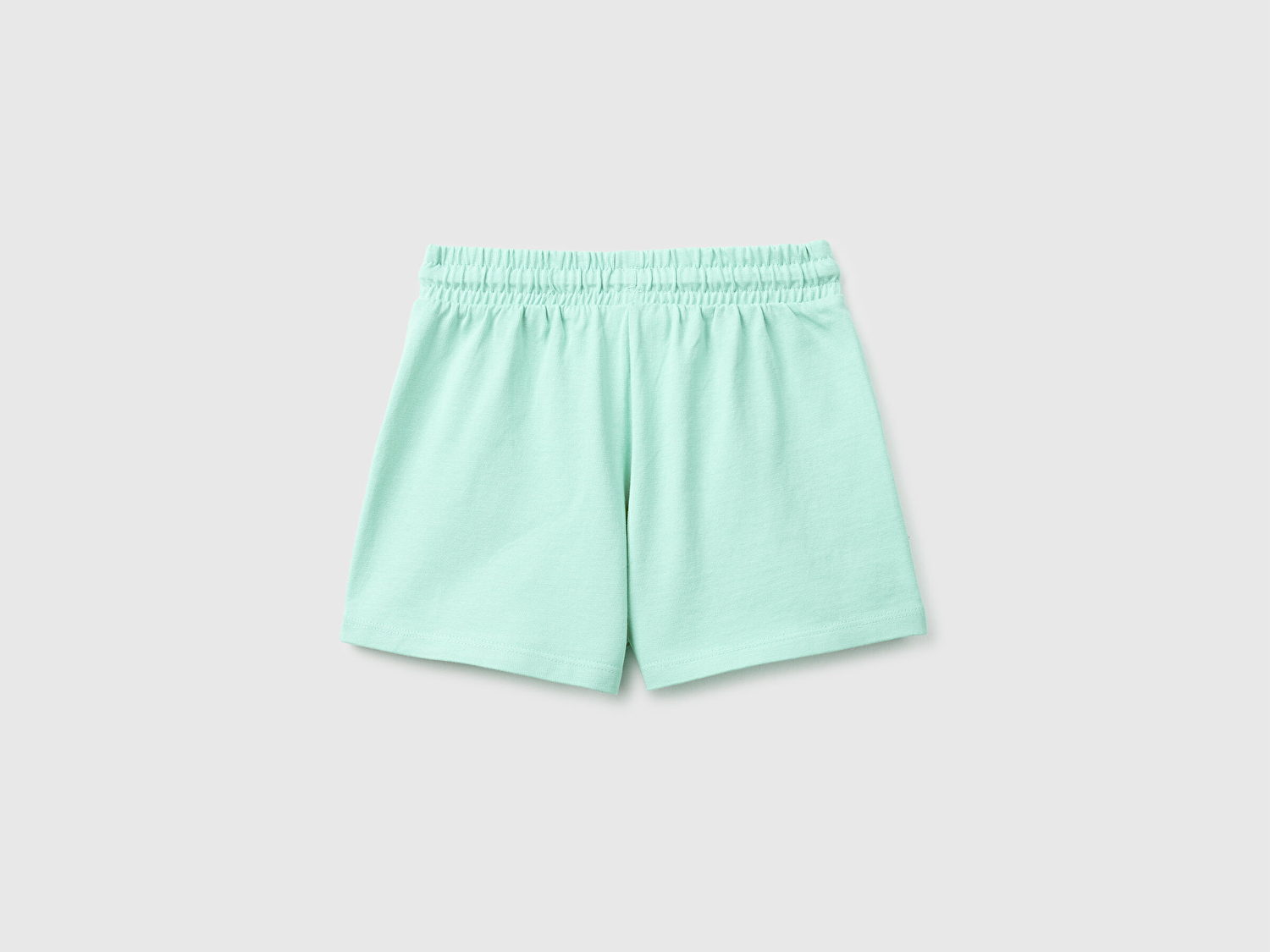 Benetton Kız Bebek Su Yeşili İşleme Logo Detaylı Regular Fit Bermuda Şort