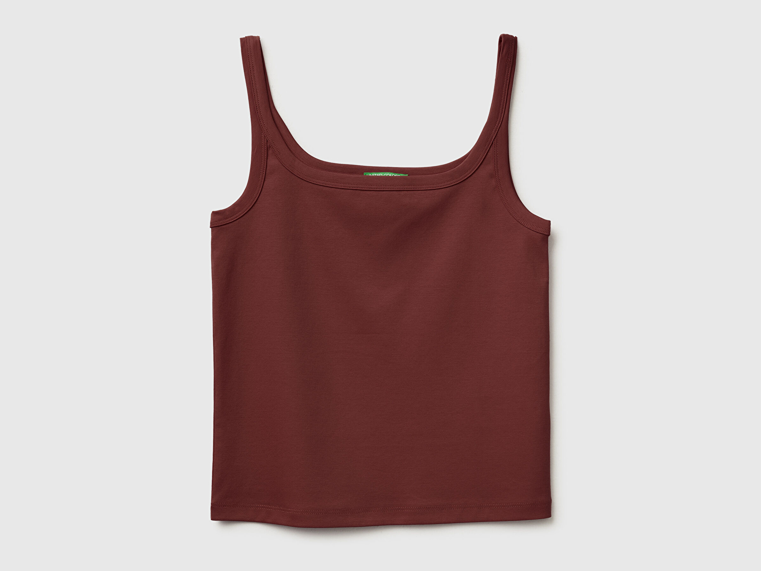Benetton Kadın Koyu Kahverengi %100 Pamuk Slim Fit Bisiklet Yaka Atlet