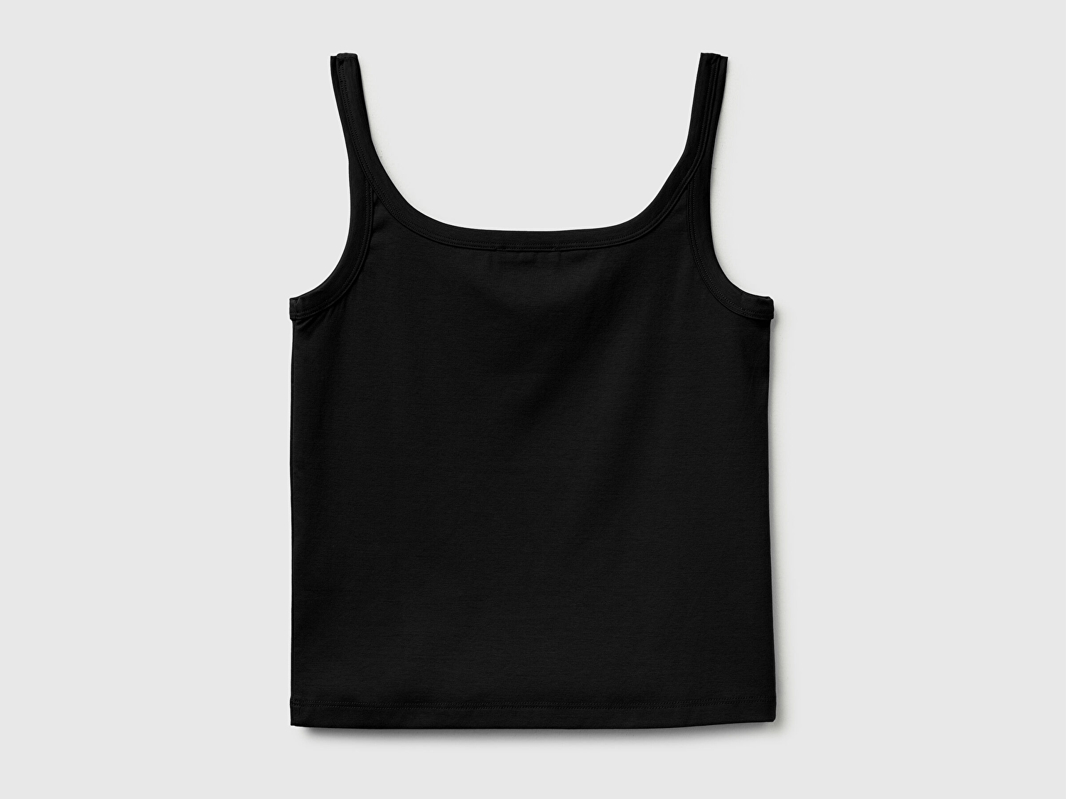 Benetton Kadın Siyah %100 Pamuk Slim Fit Bisiklet Yaka Atlet